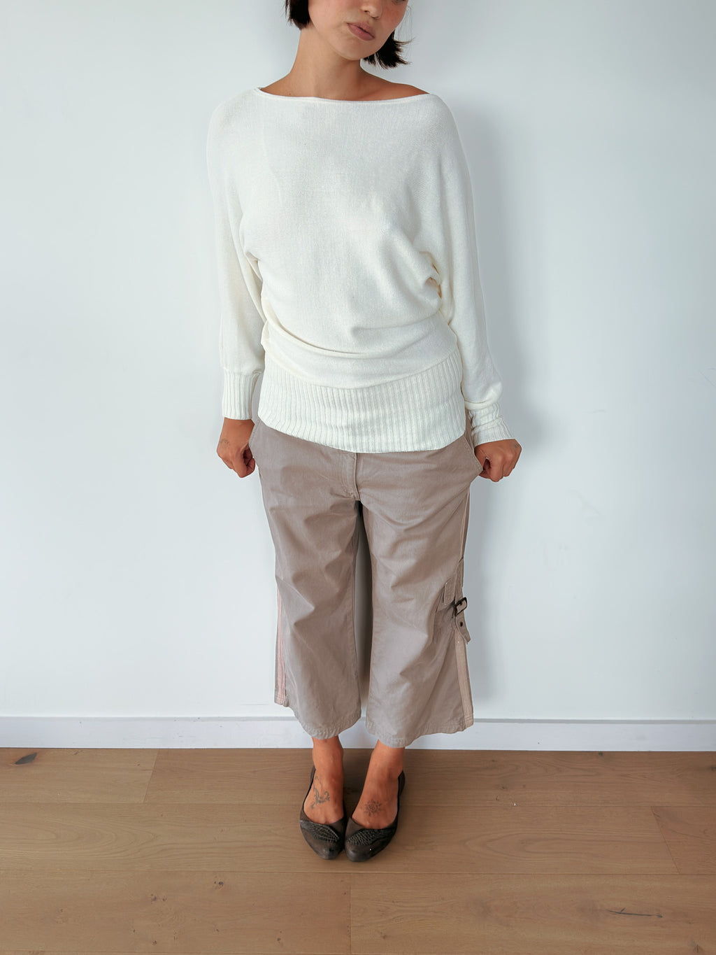 slouchy batwing knit jumper — size S