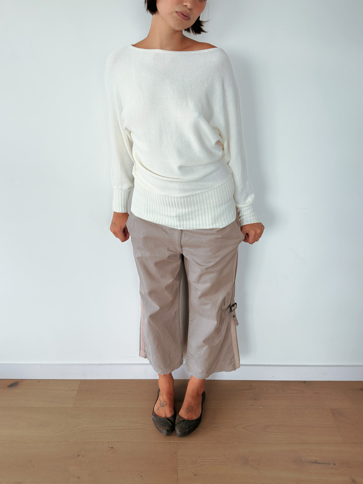 slouchy batwing knit jumper — size S