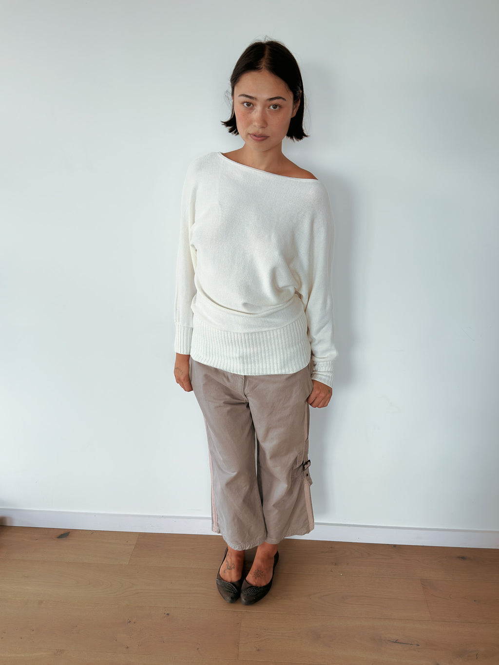 slouchy batwing knit jumper — size S