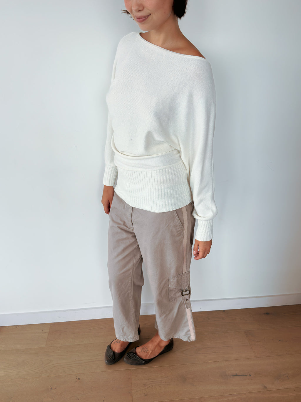 slouchy batwing knit jumper — size S