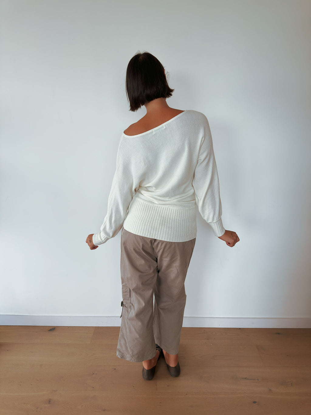 slouchy batwing knit jumper — size S