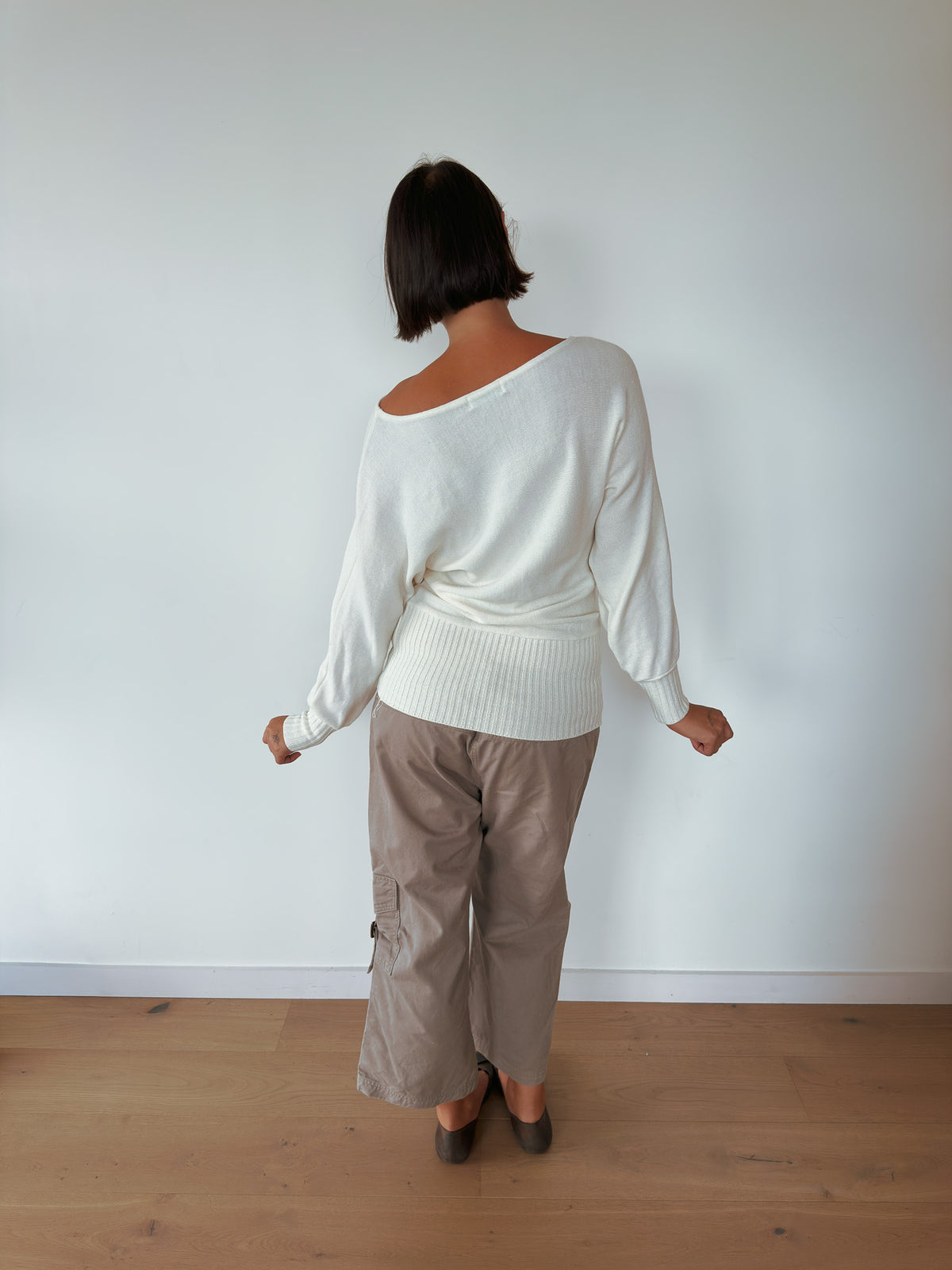 slouchy batwing knit jumper — size S