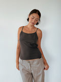 chocolate slinky cami top — size M-L