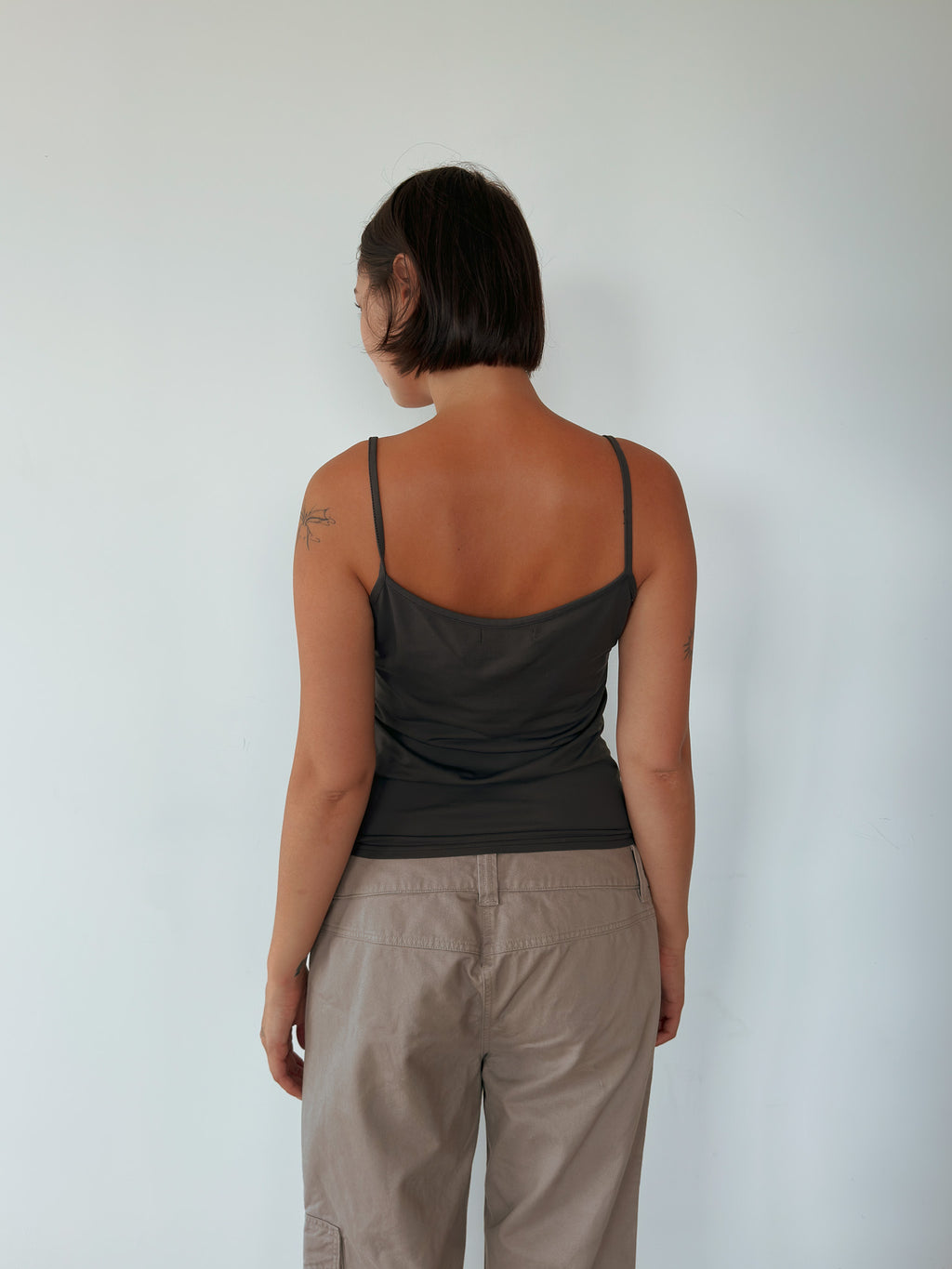 chocolate slinky cami top — size M-L