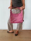 pink leather handbag — one size