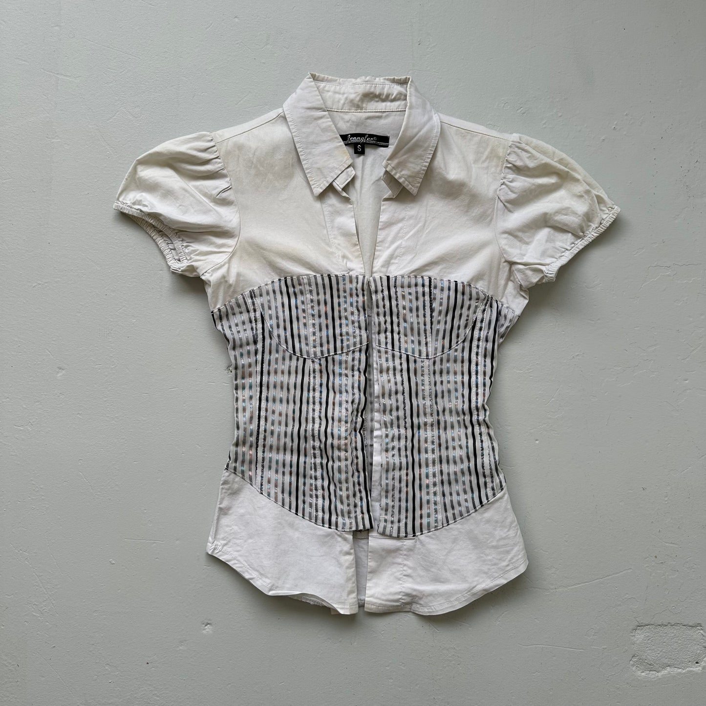 2000's Hook Eye Corset Shirt - Size XS