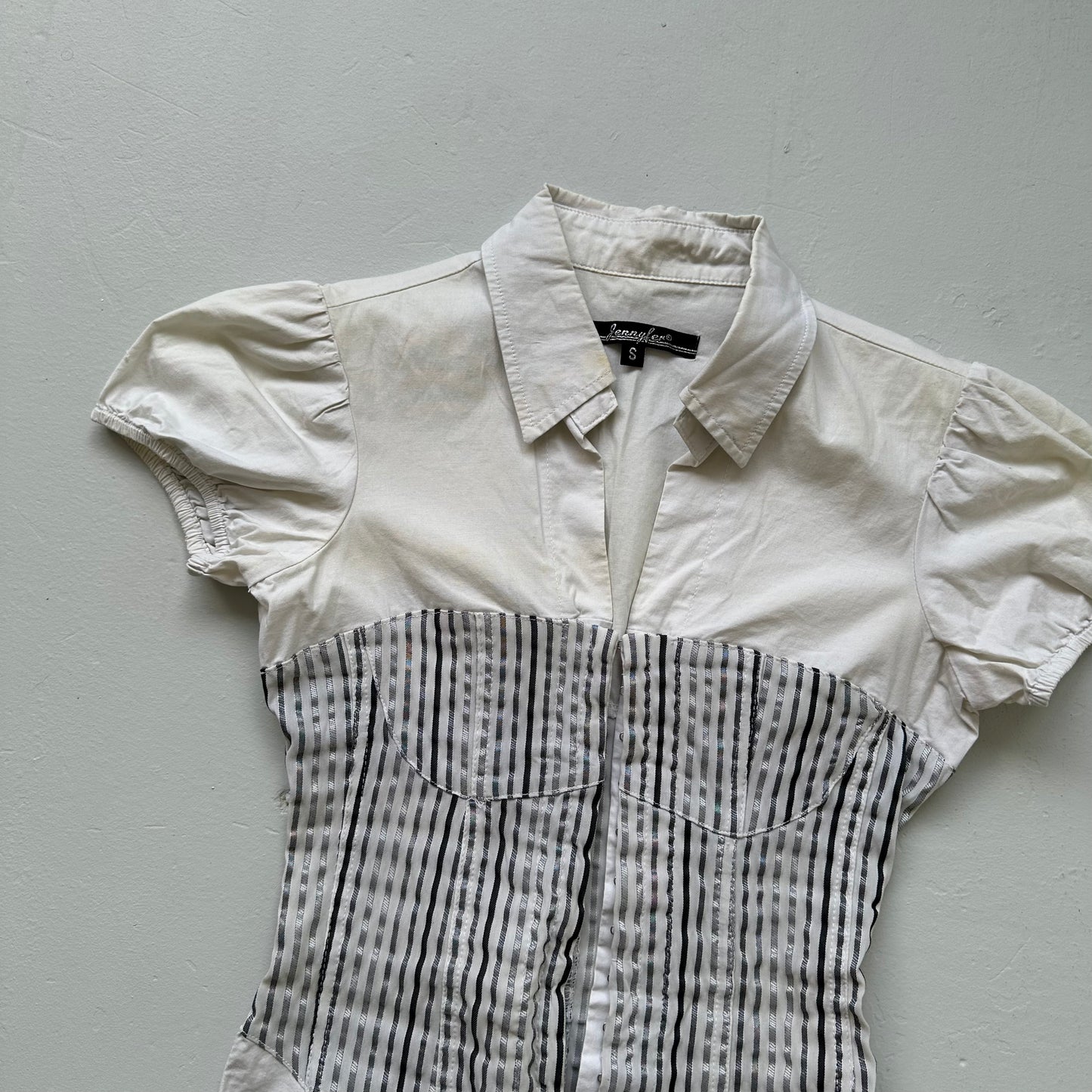 2000's Hook Eye Corset Shirt - Size XS