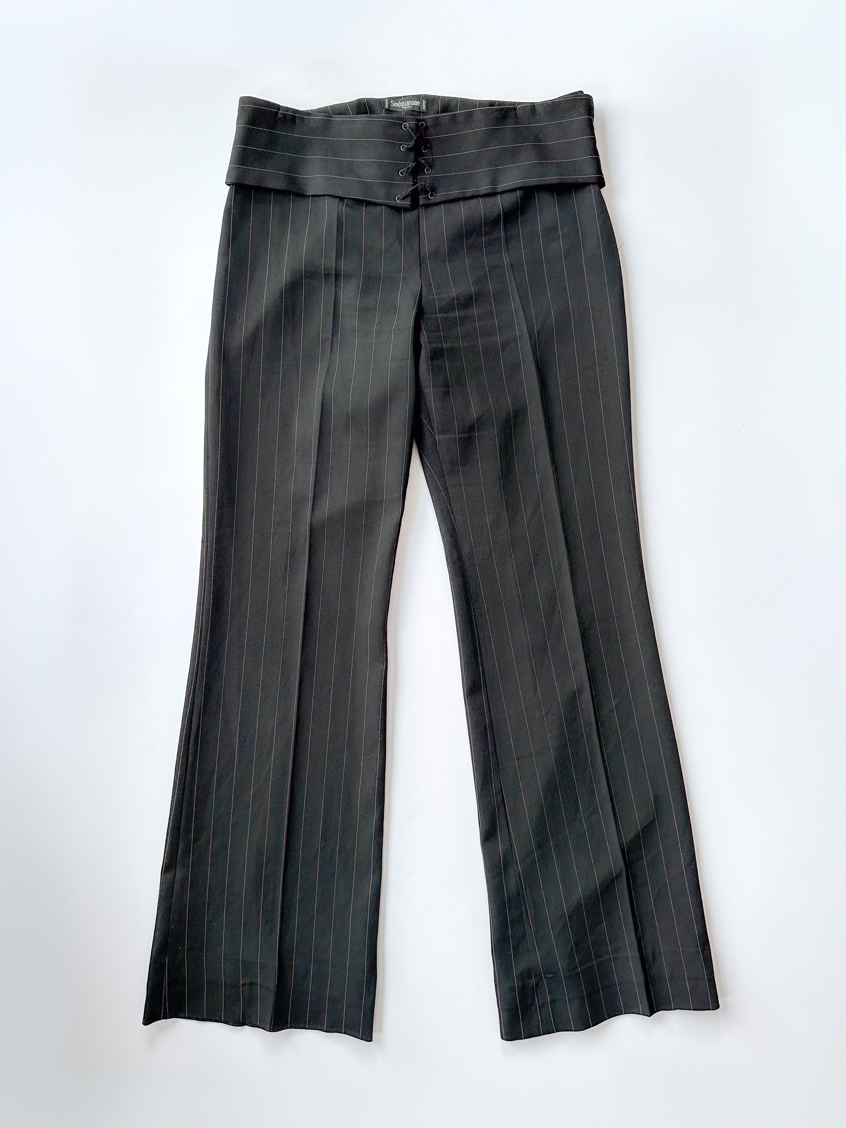 lace-up pinstripe pants / size small