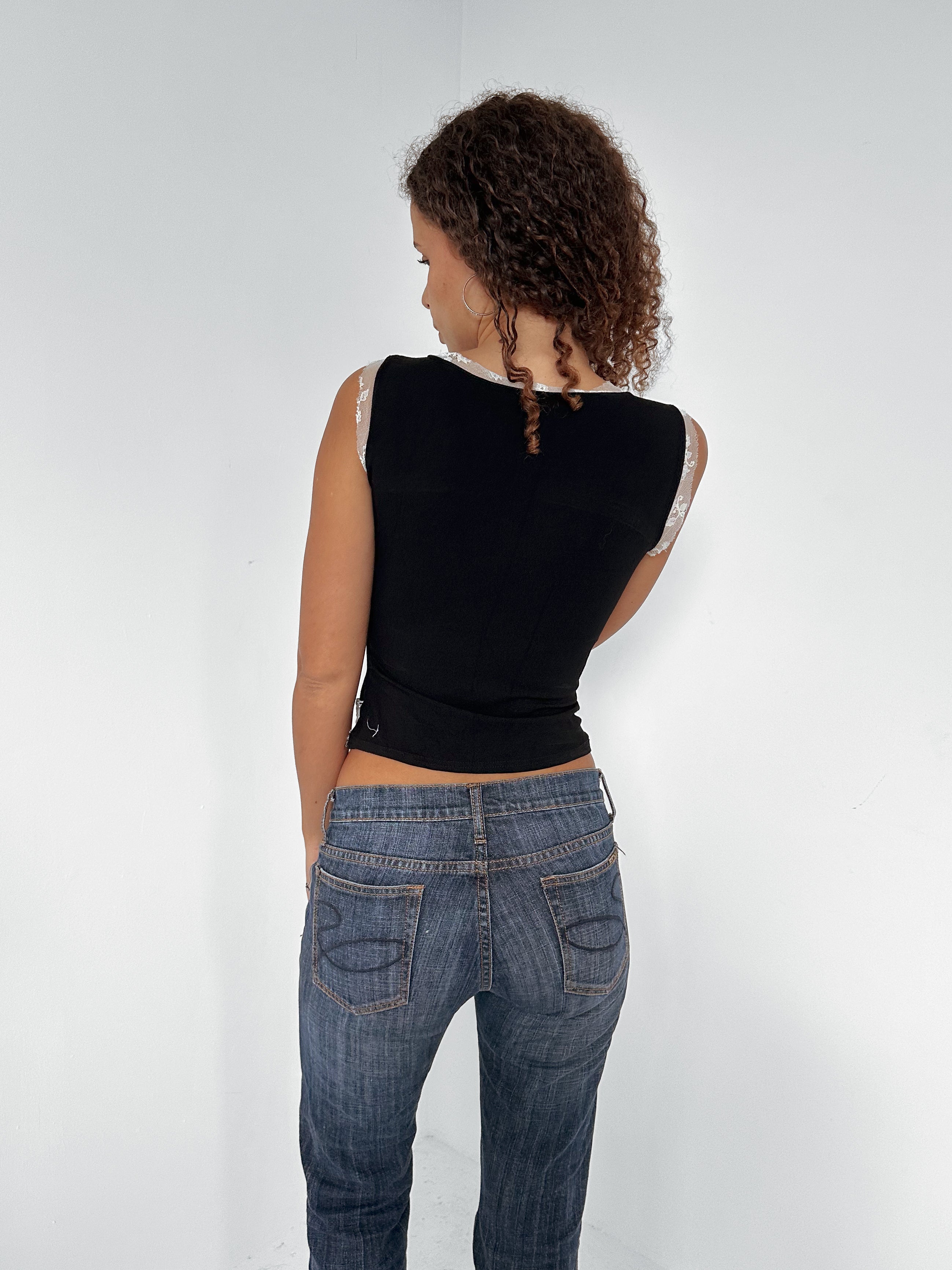 lace trim tank — size xs/s