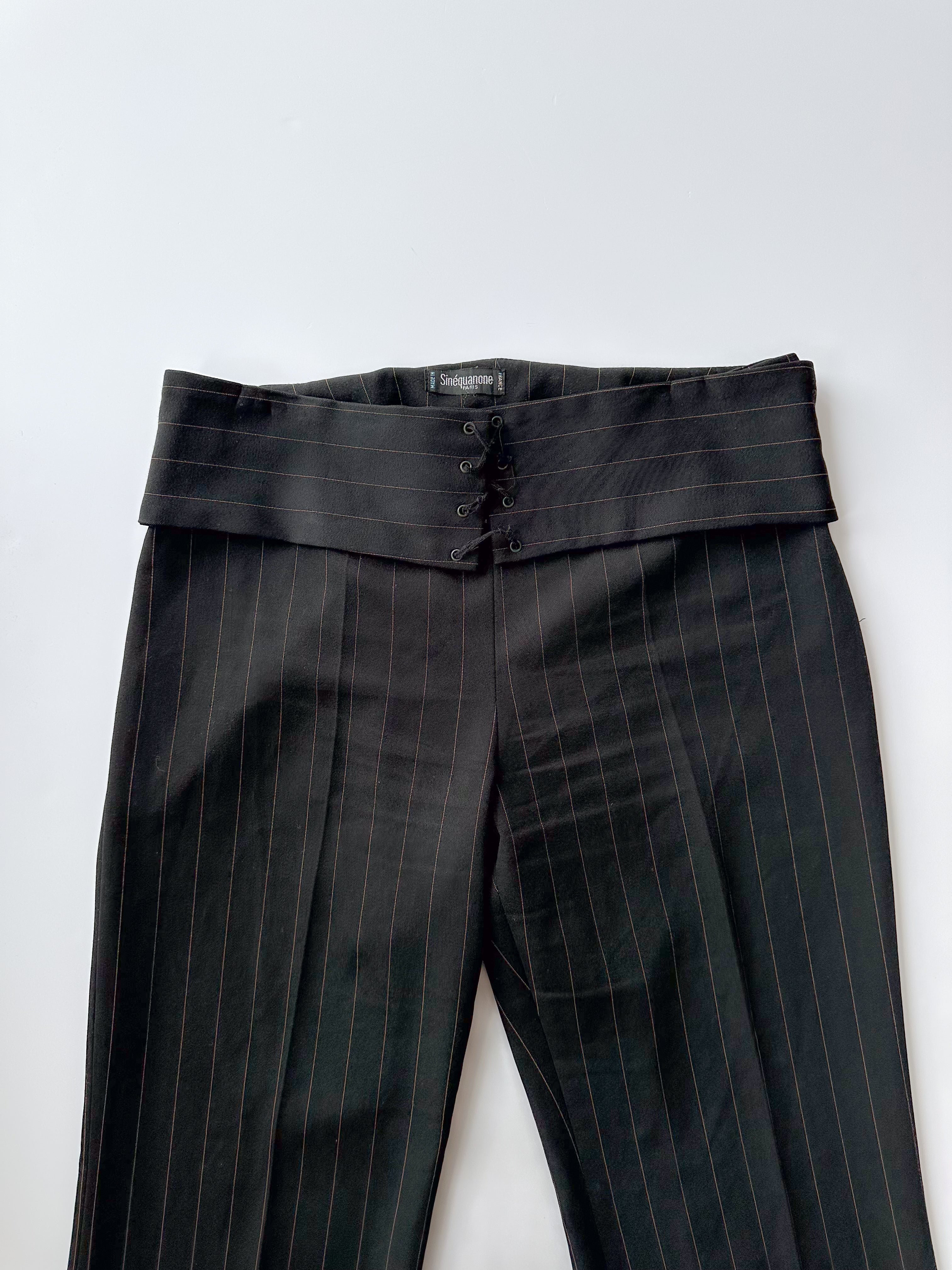 lace-up pinstripe pants / size small