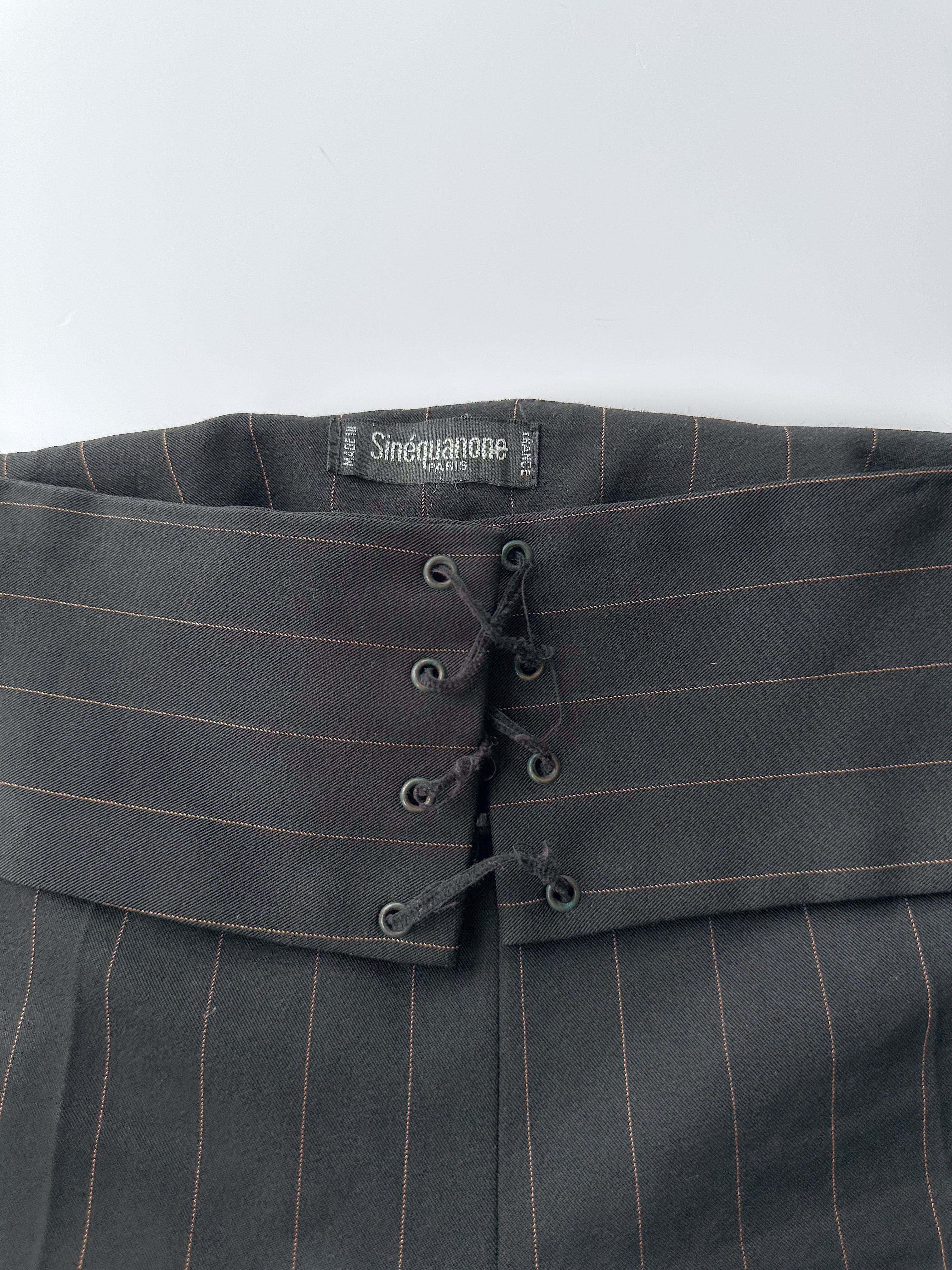 lace-up pinstripe pants / size small