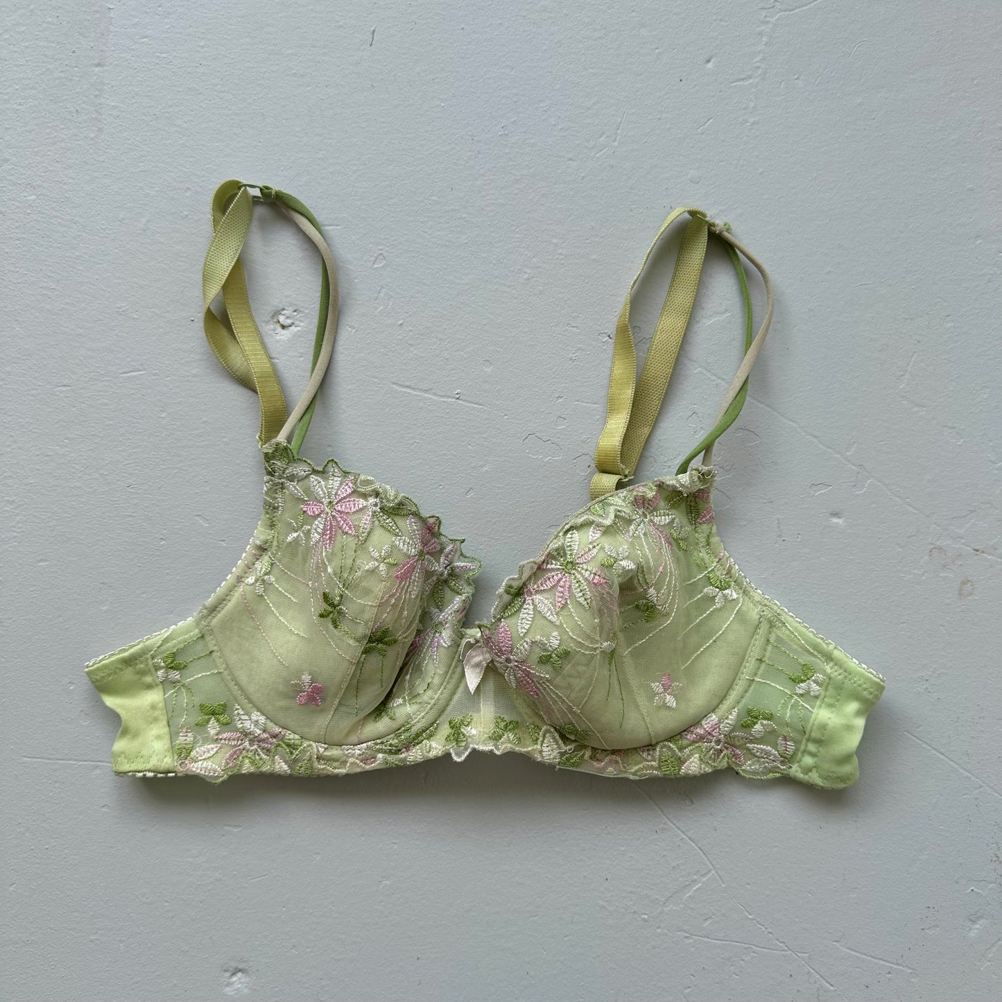 2000's Green Floral Lace Bra