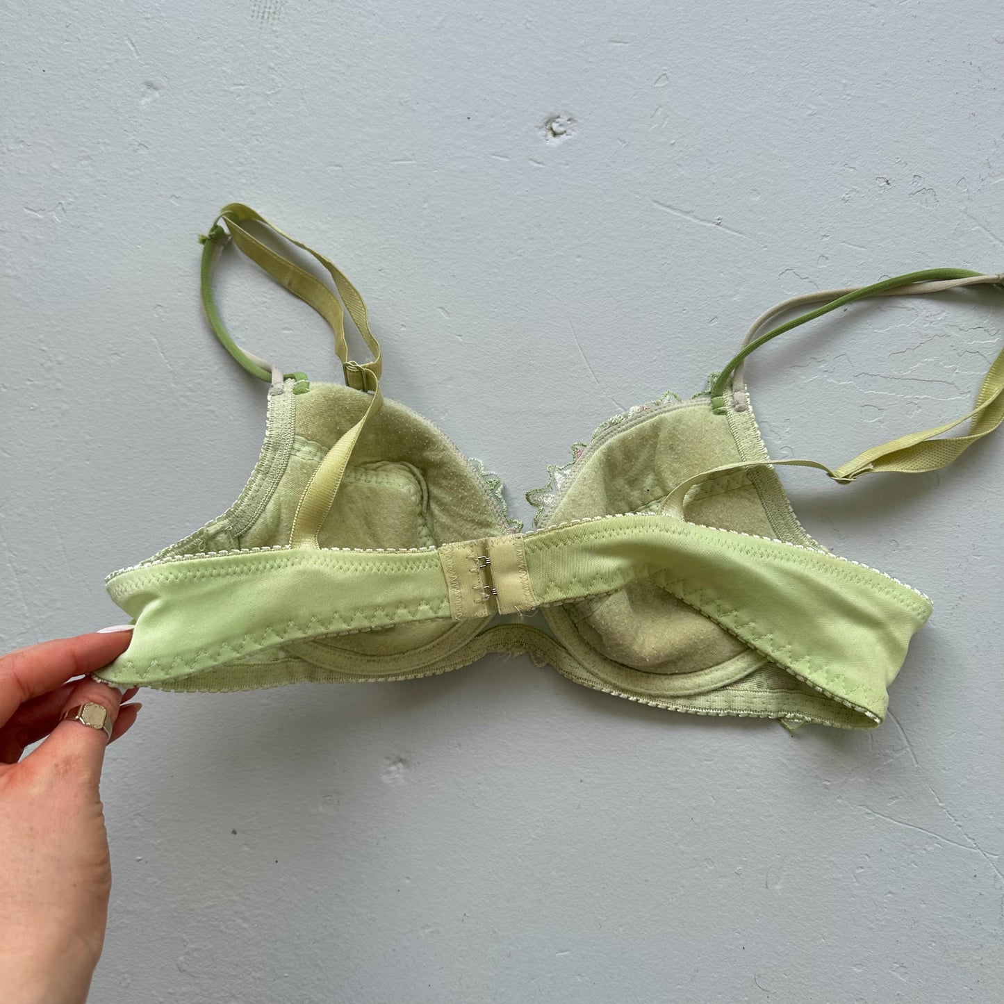 2000's Green Floral Lace Bra