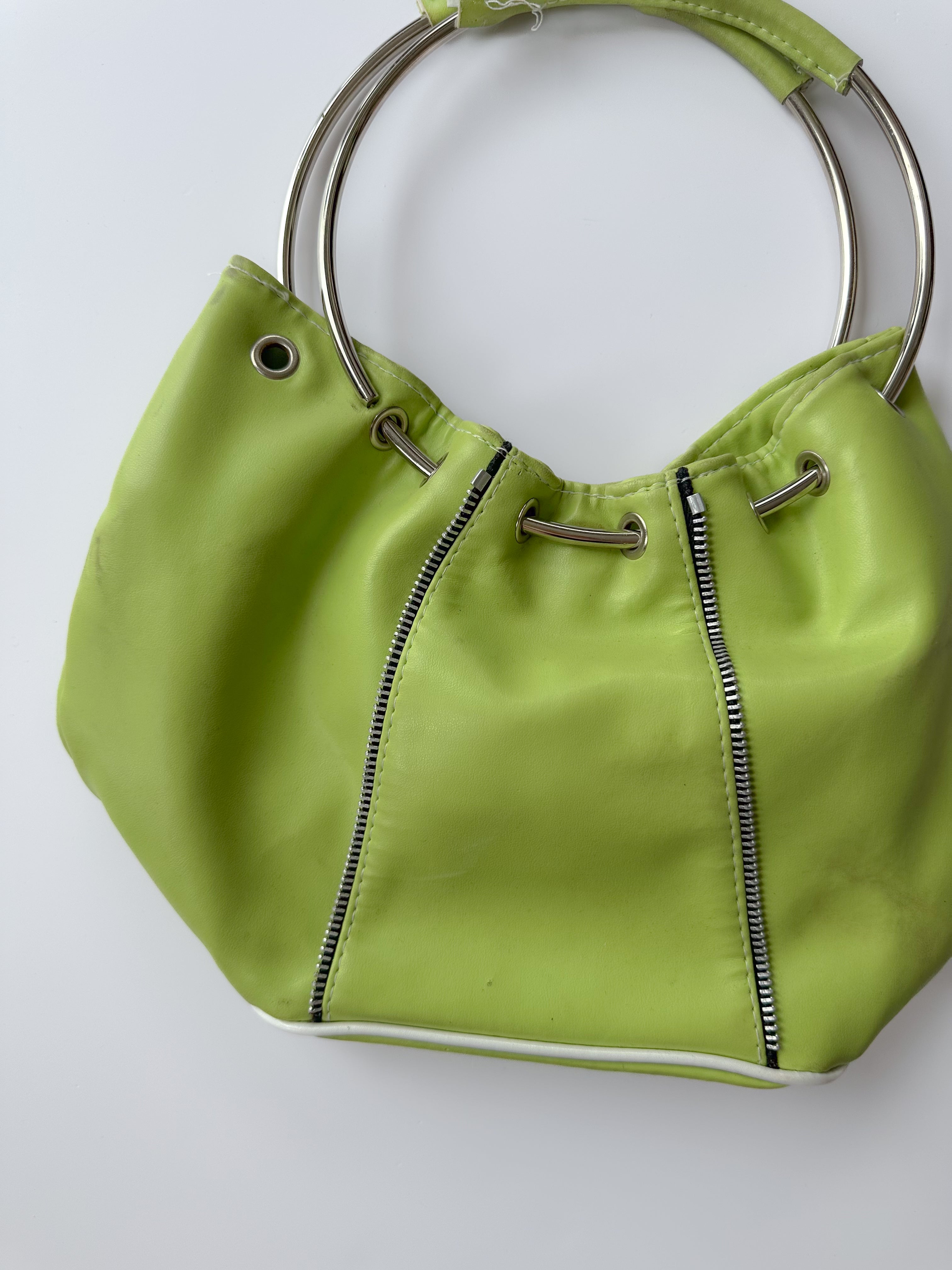 chrome & lime green bag / one size