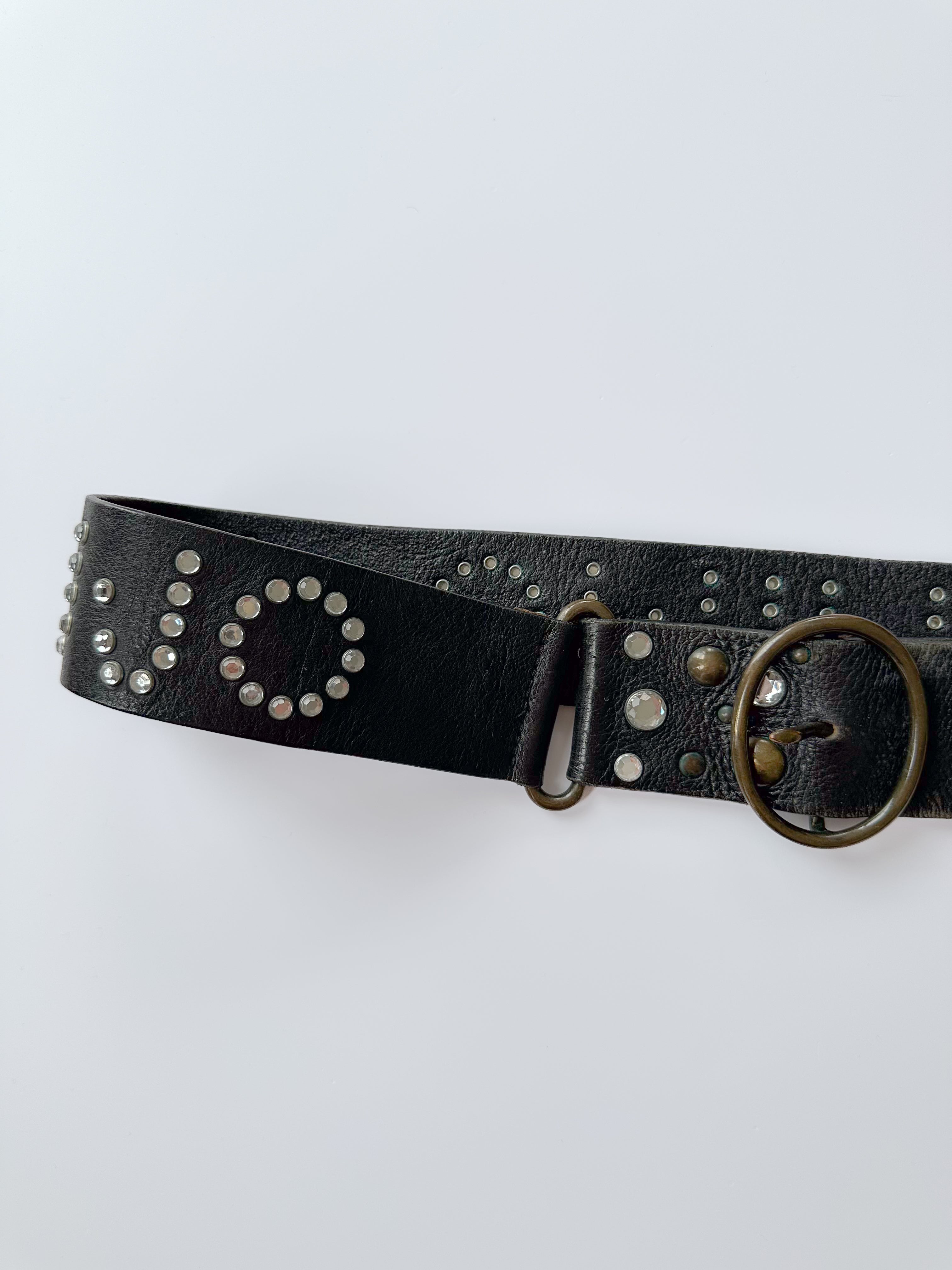 studded leather belt / one size