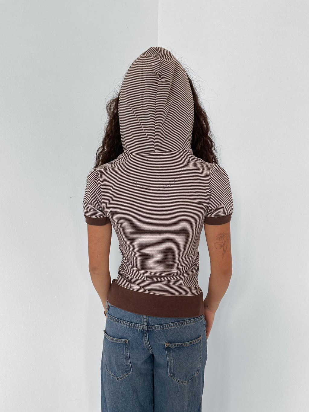 stripe hooded top — size s