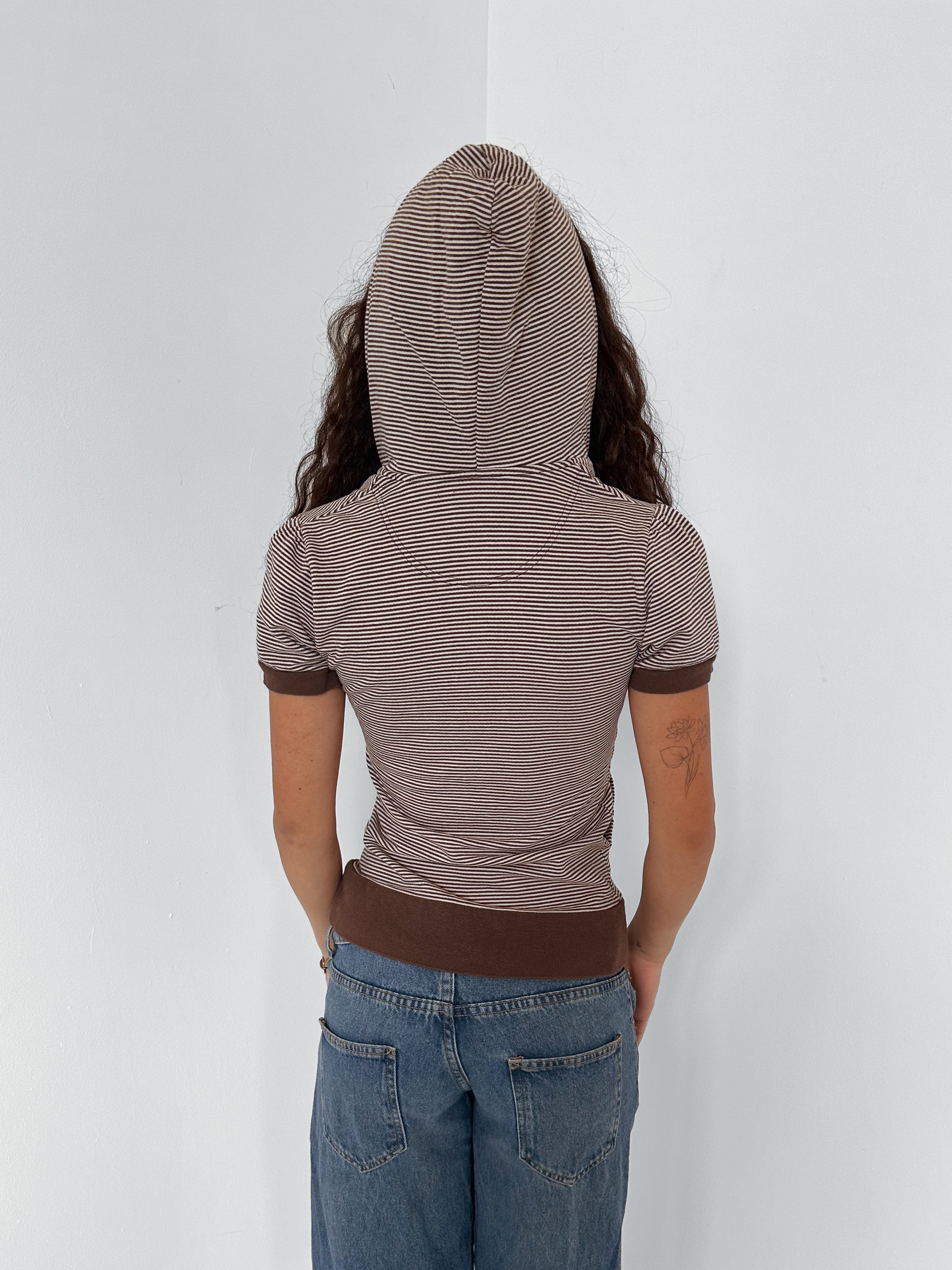 stripe hooded top — size s