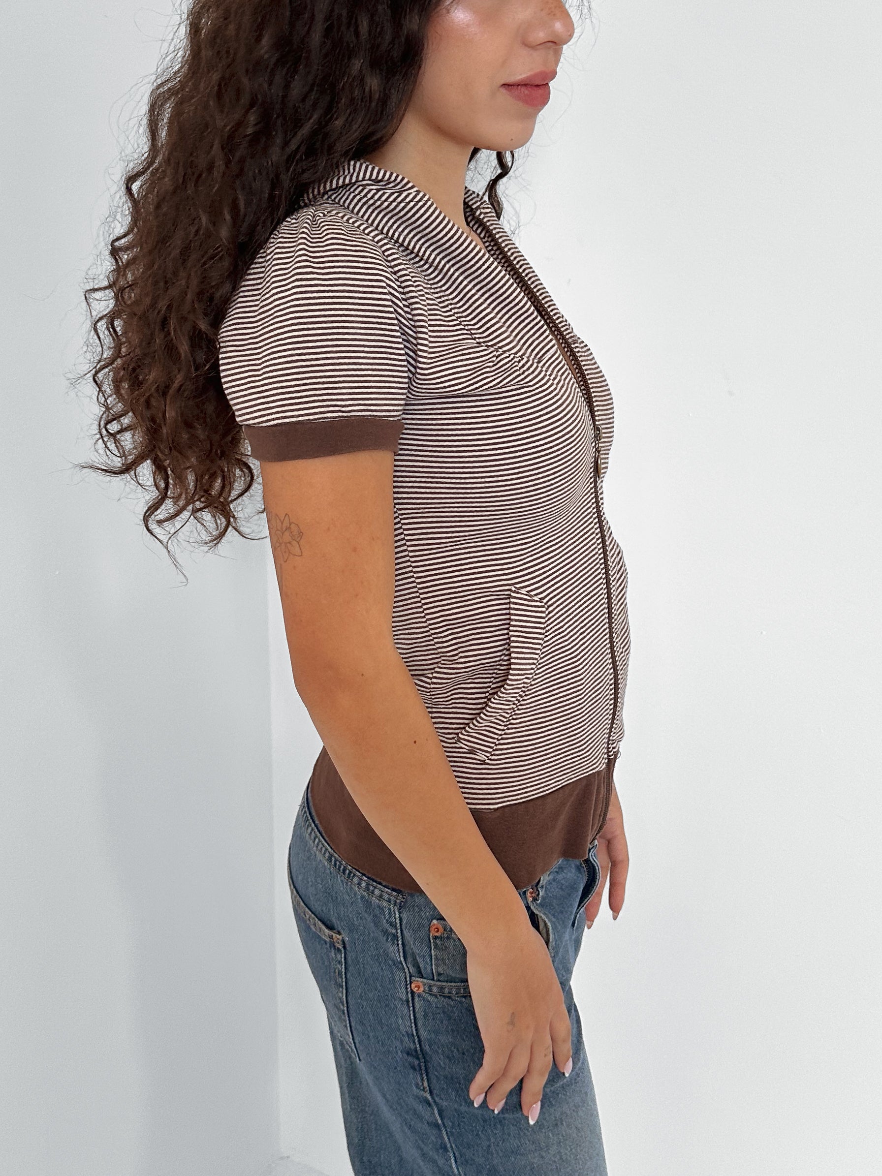 stripe hooded top — size s