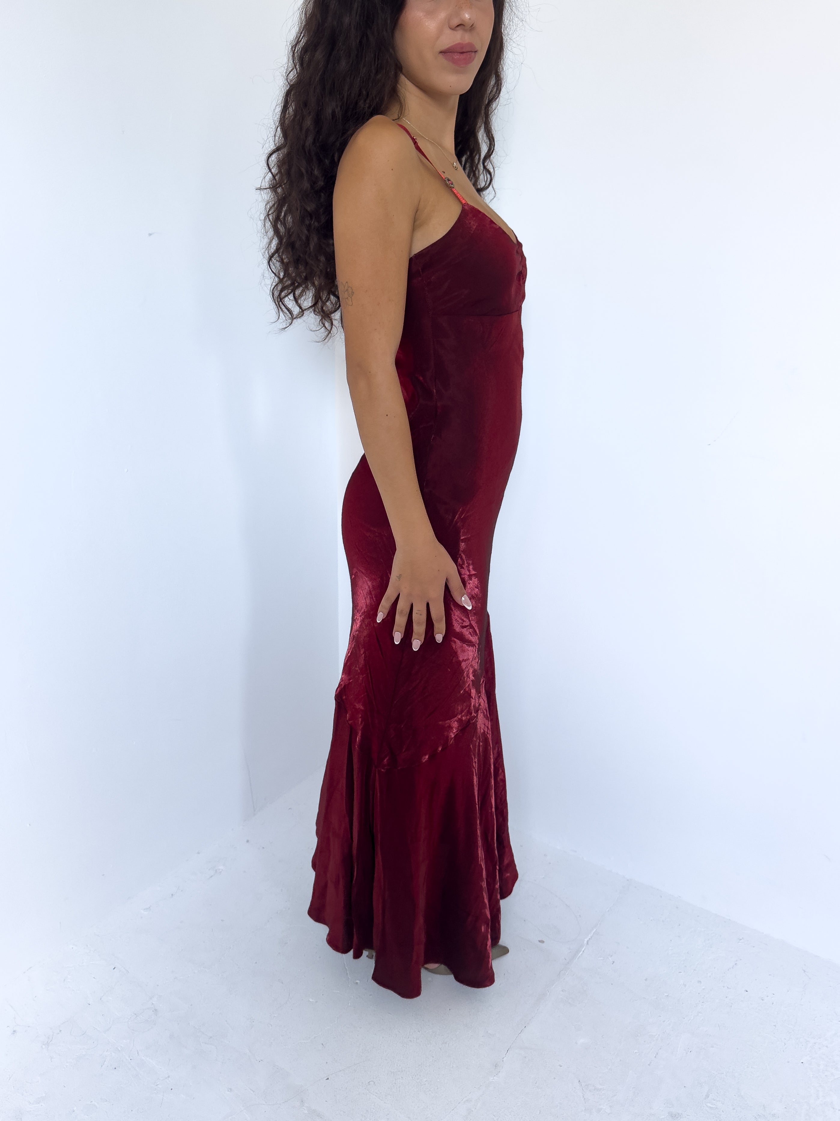 silky red dress — size xs/s