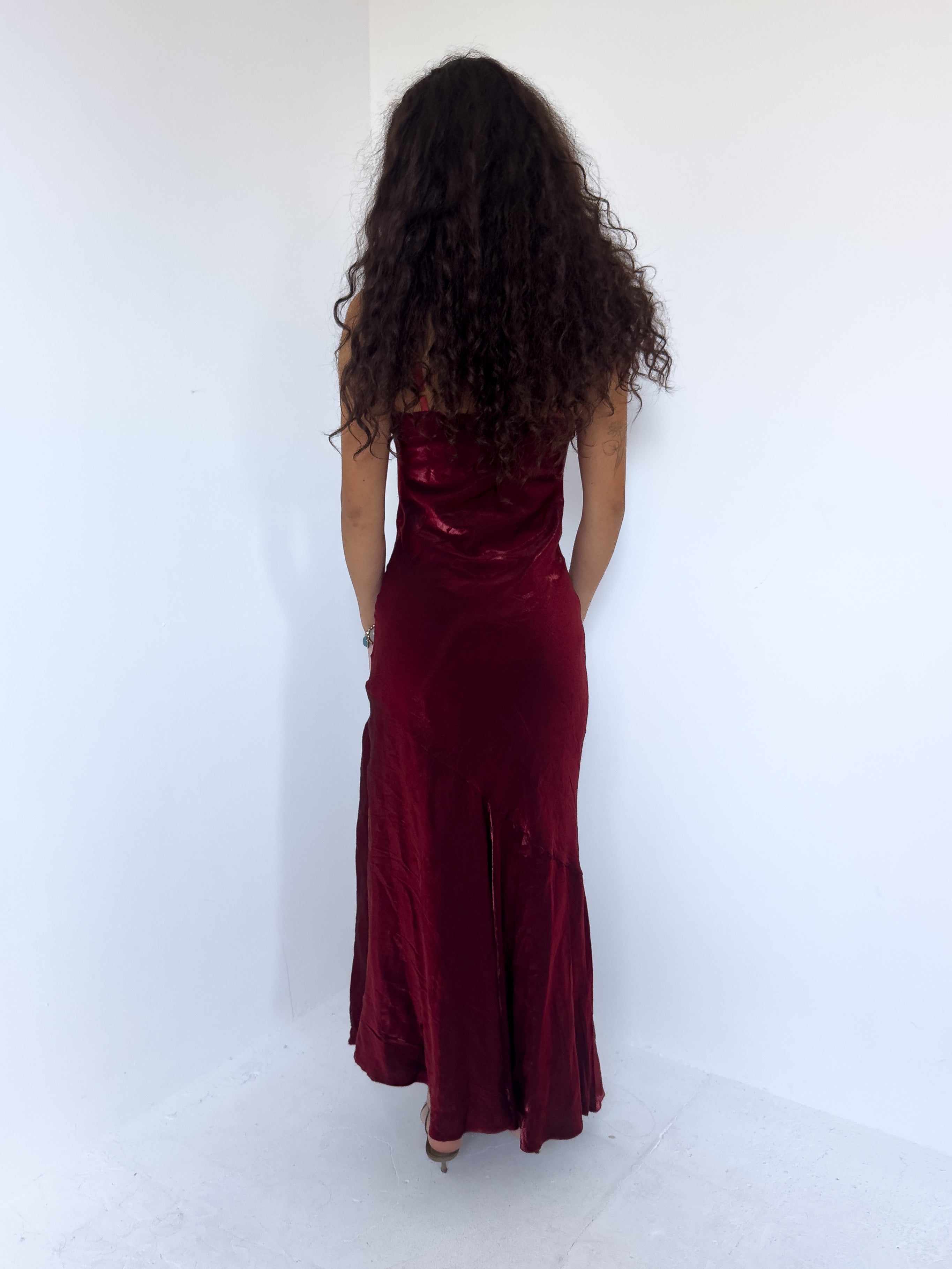 silky red dress — size xs/s