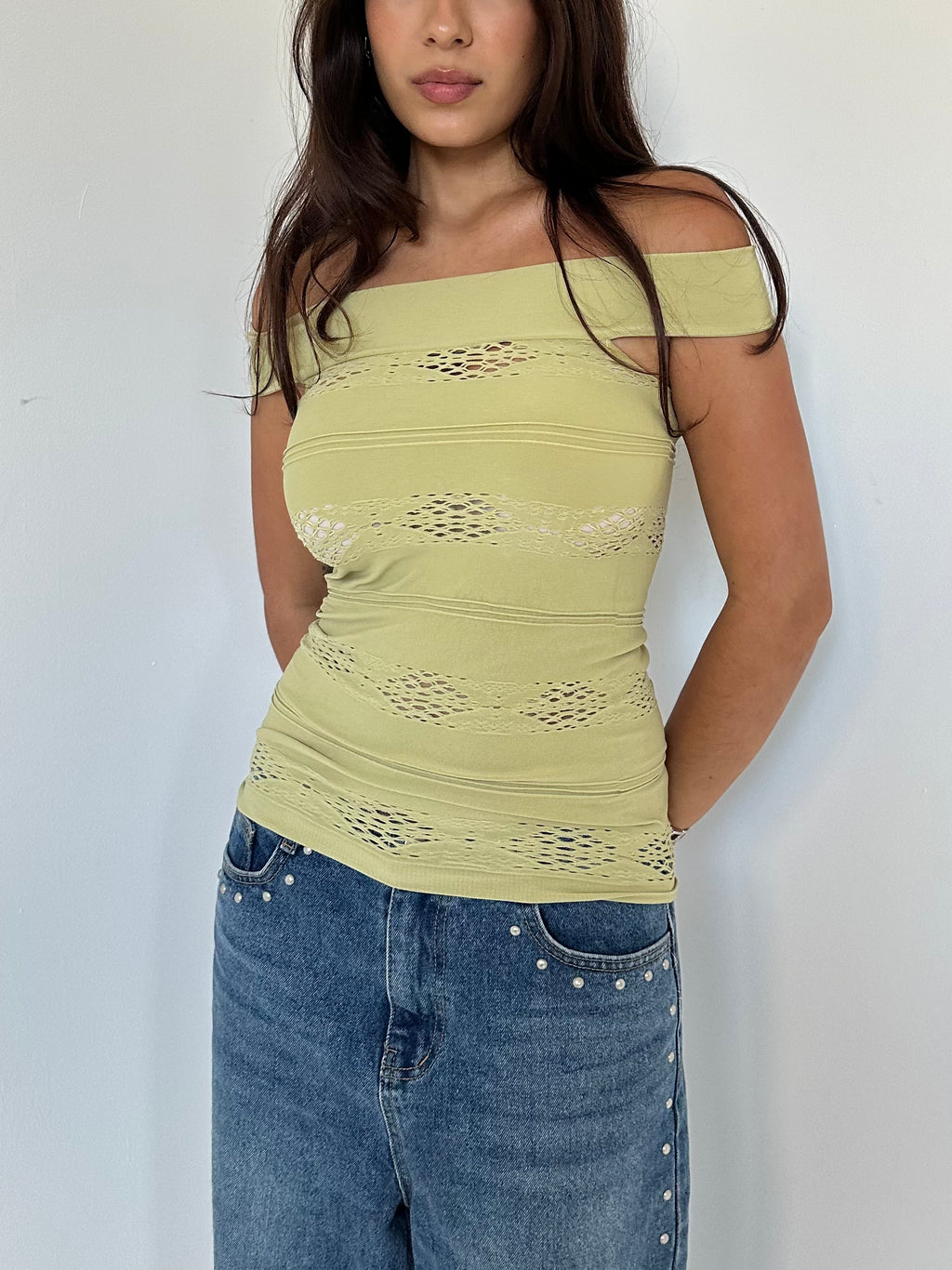 off shoulder top — size xs/s