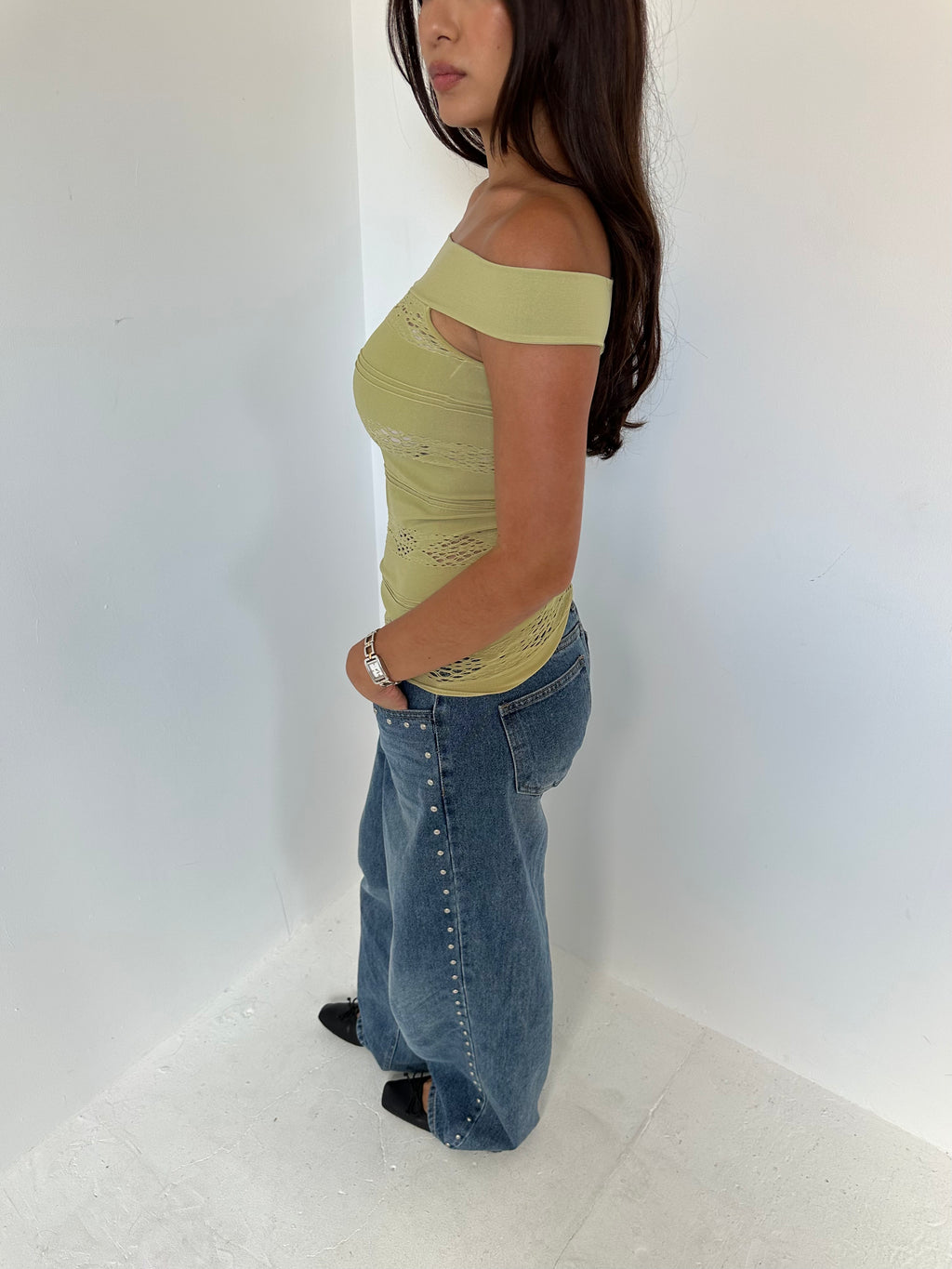 off shoulder top — size xs/s