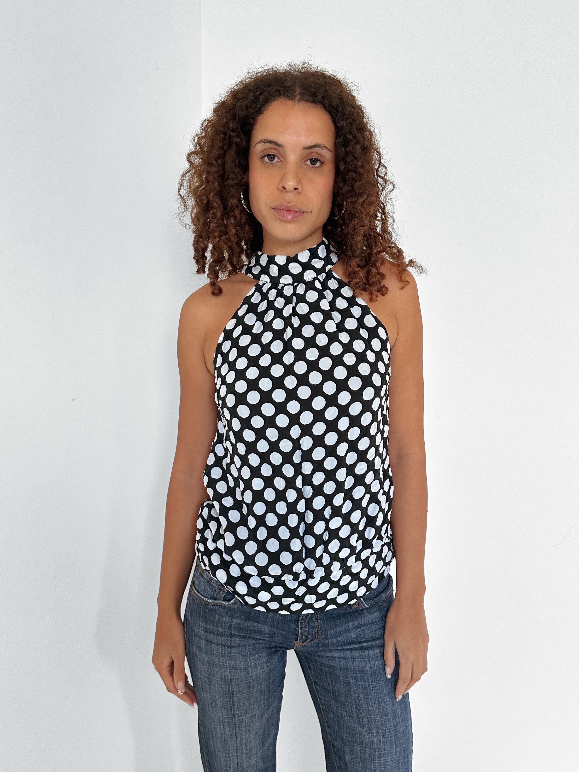 polka dot halter top — size s