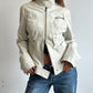 White Leather Moto Jacket - Size S/M