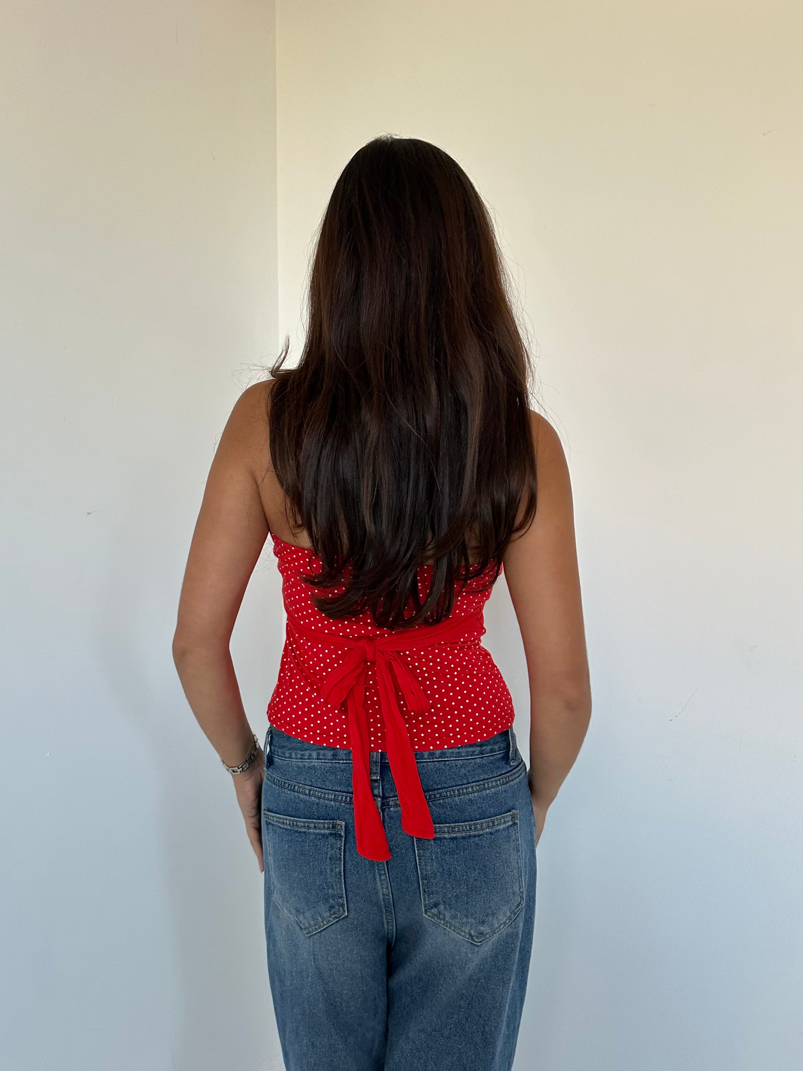 polka dot tube top — size xs