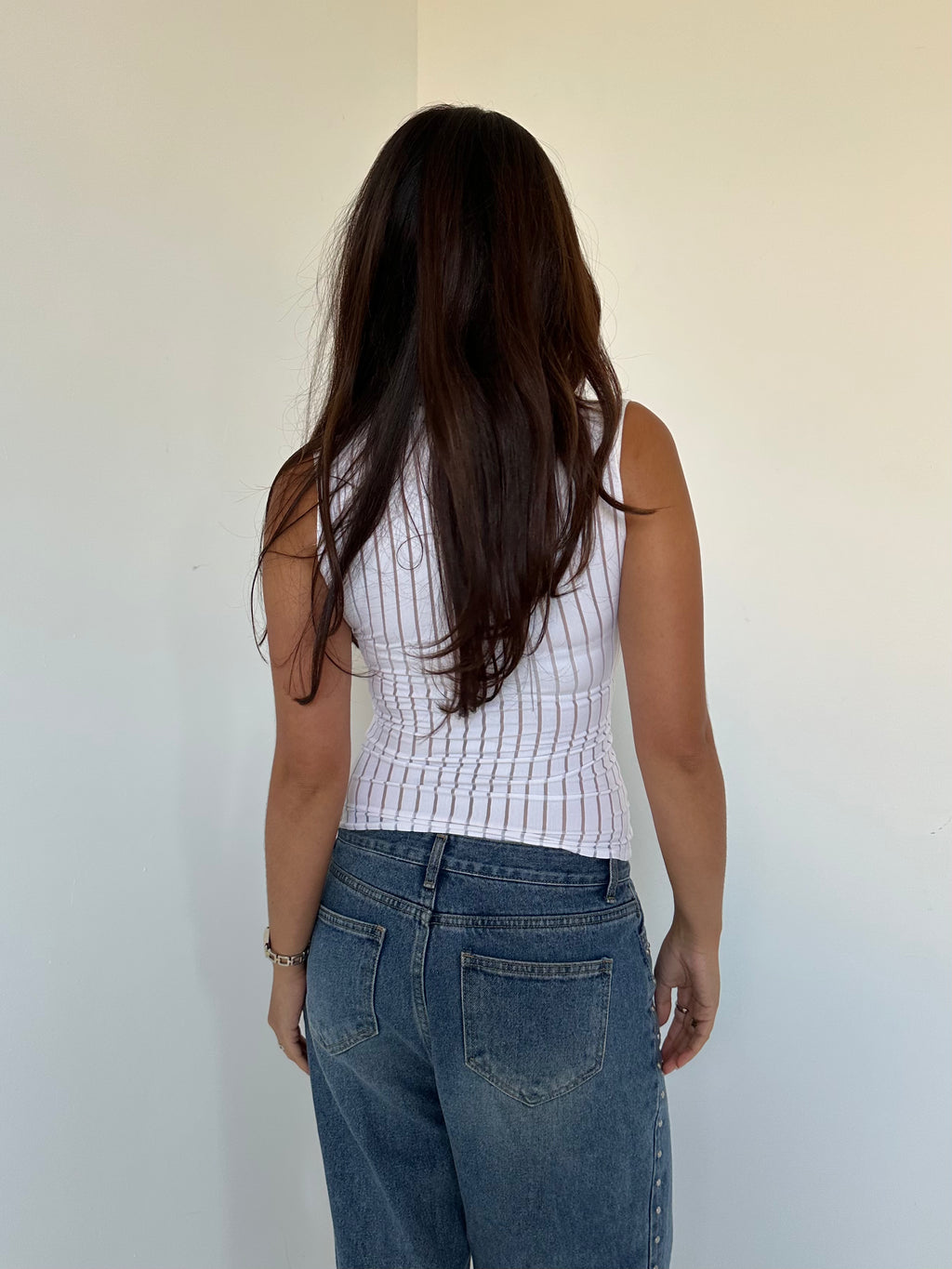 polka dot + stripe top — size xs/s