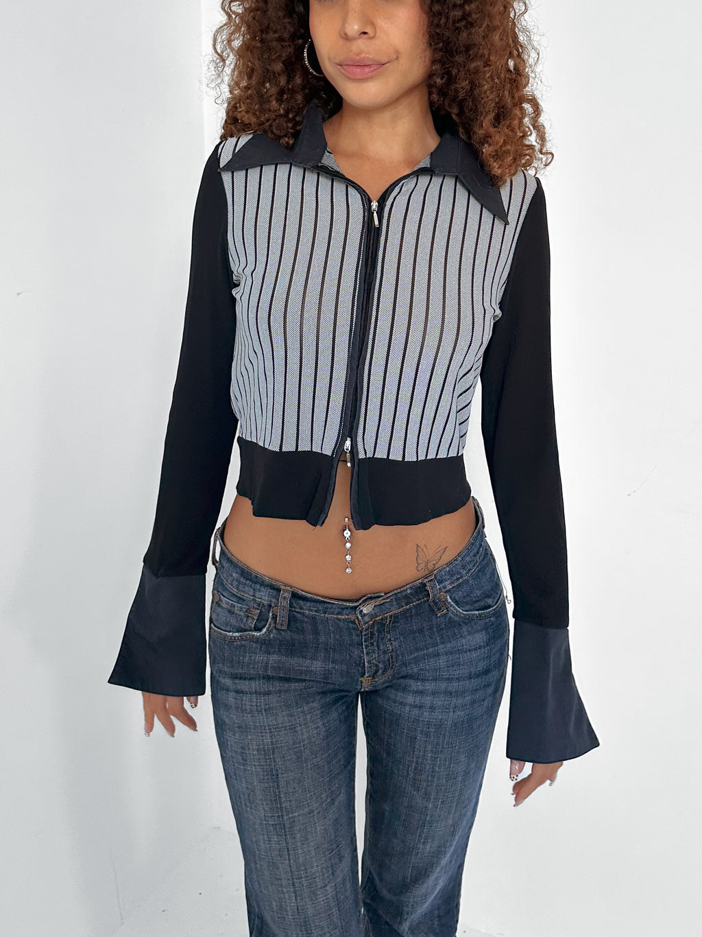 dual zip shirt — size xs/s