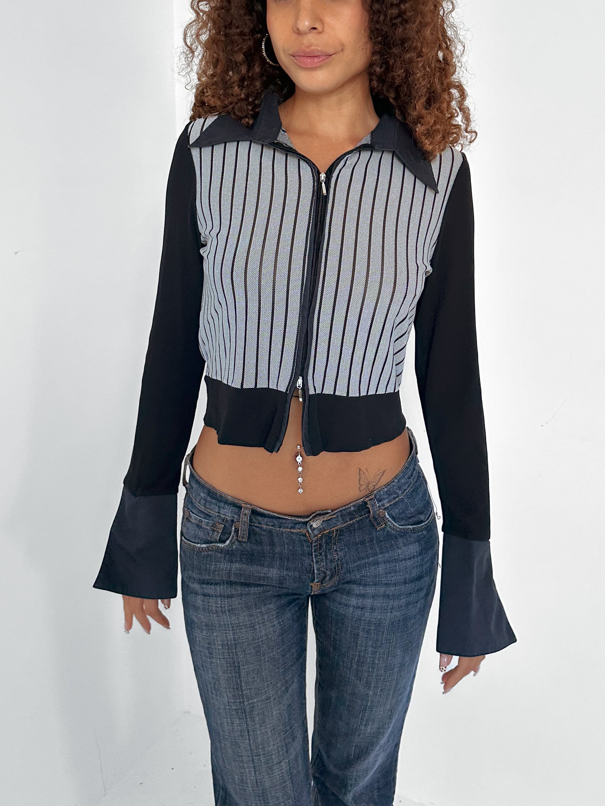 dual zip shirt — size xs/s