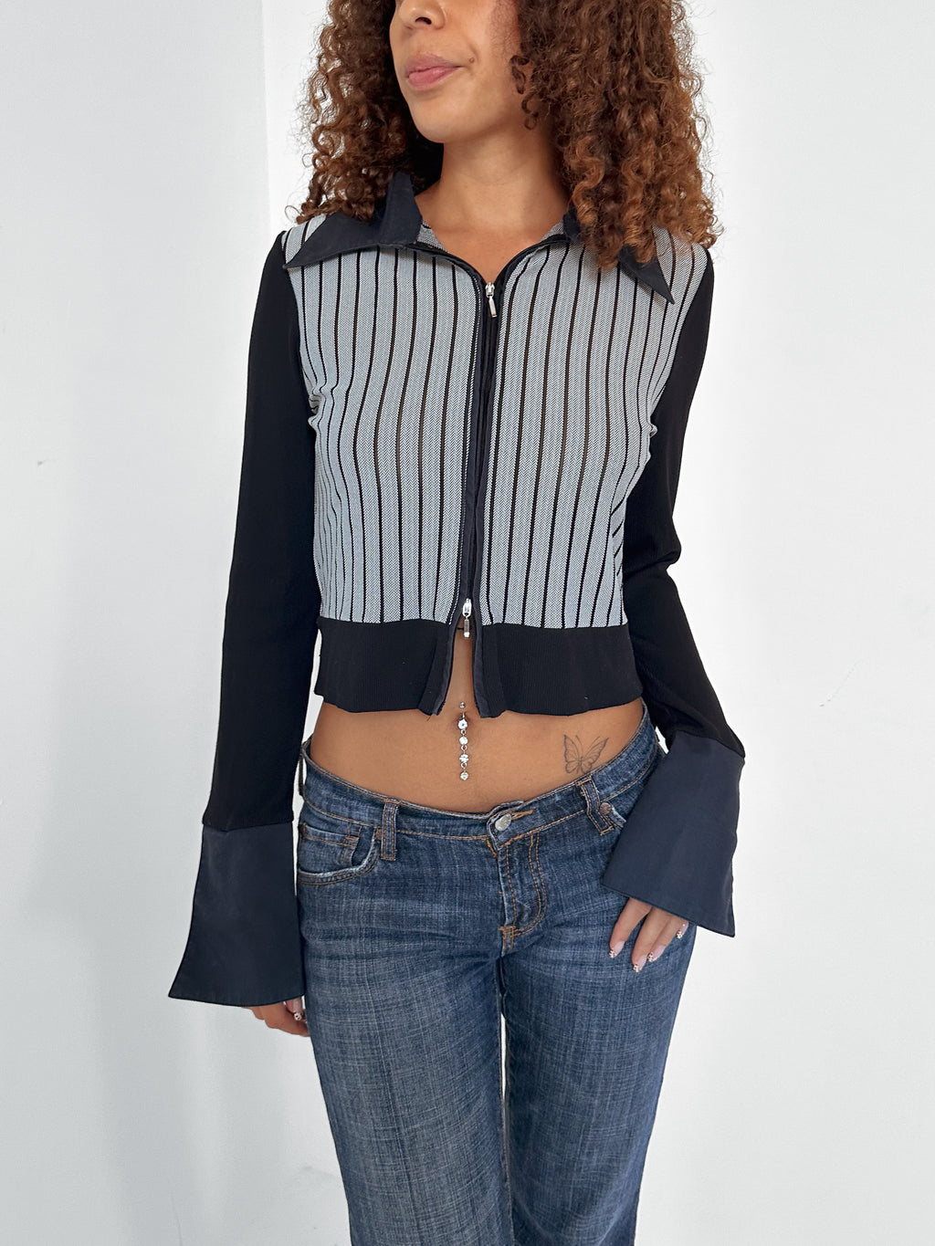 dual zip shirt — size xs/s