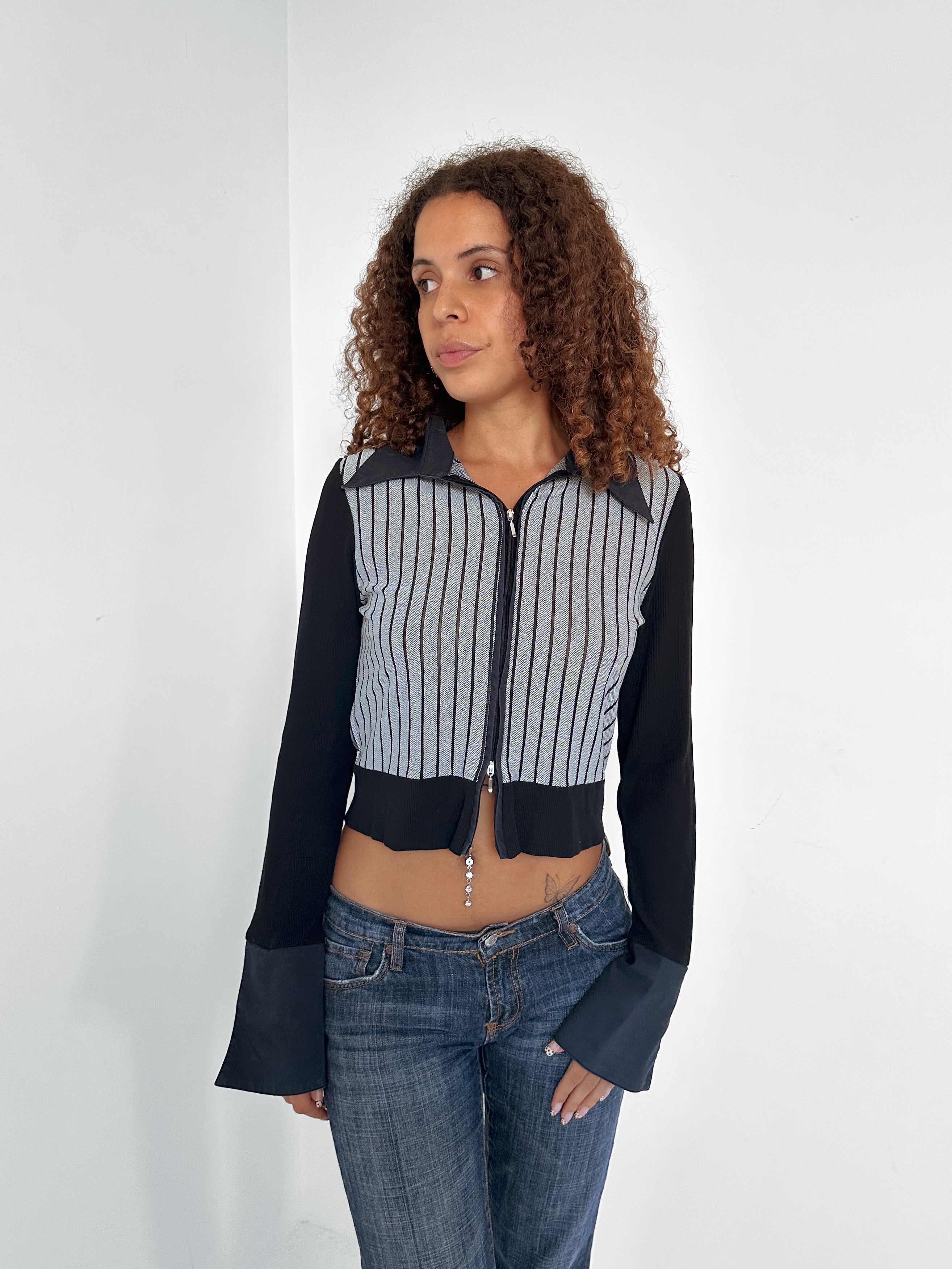 dual zip shirt — size xs/s