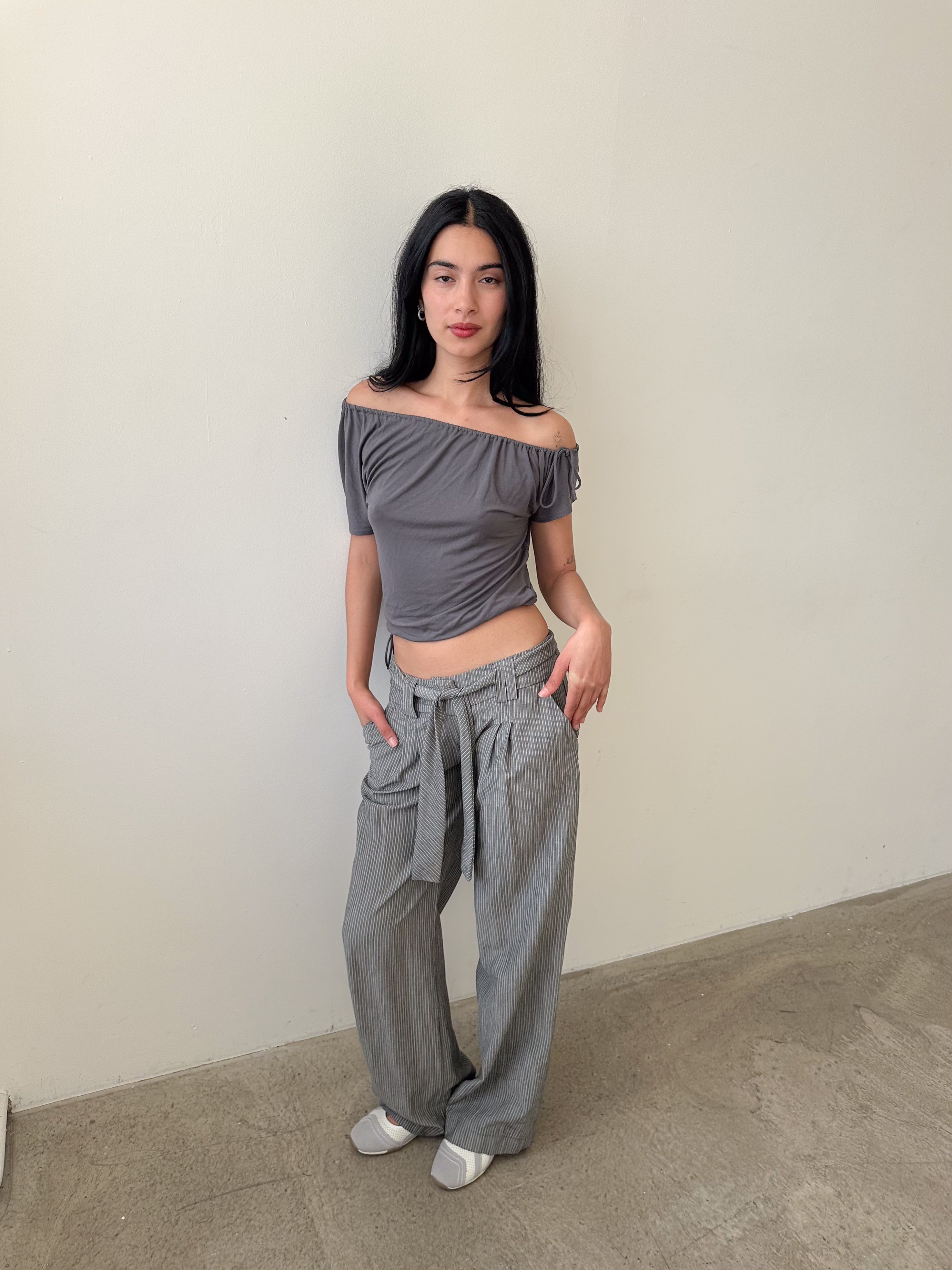 low rise pinstripe trousers / size xs