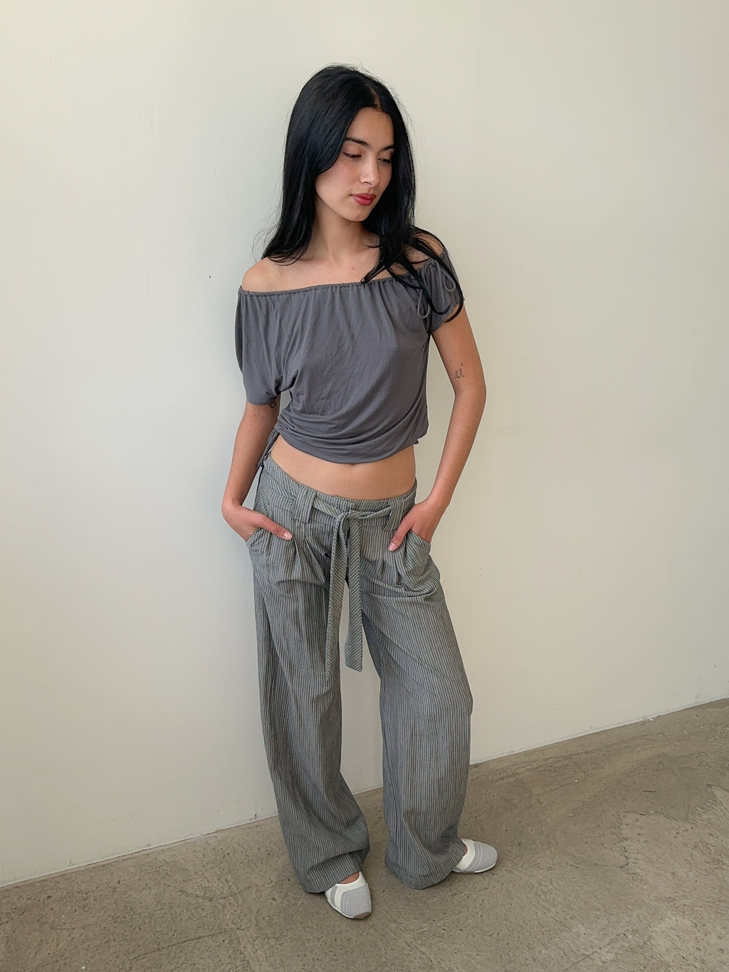 low rise pinstripe trousers / size xs
