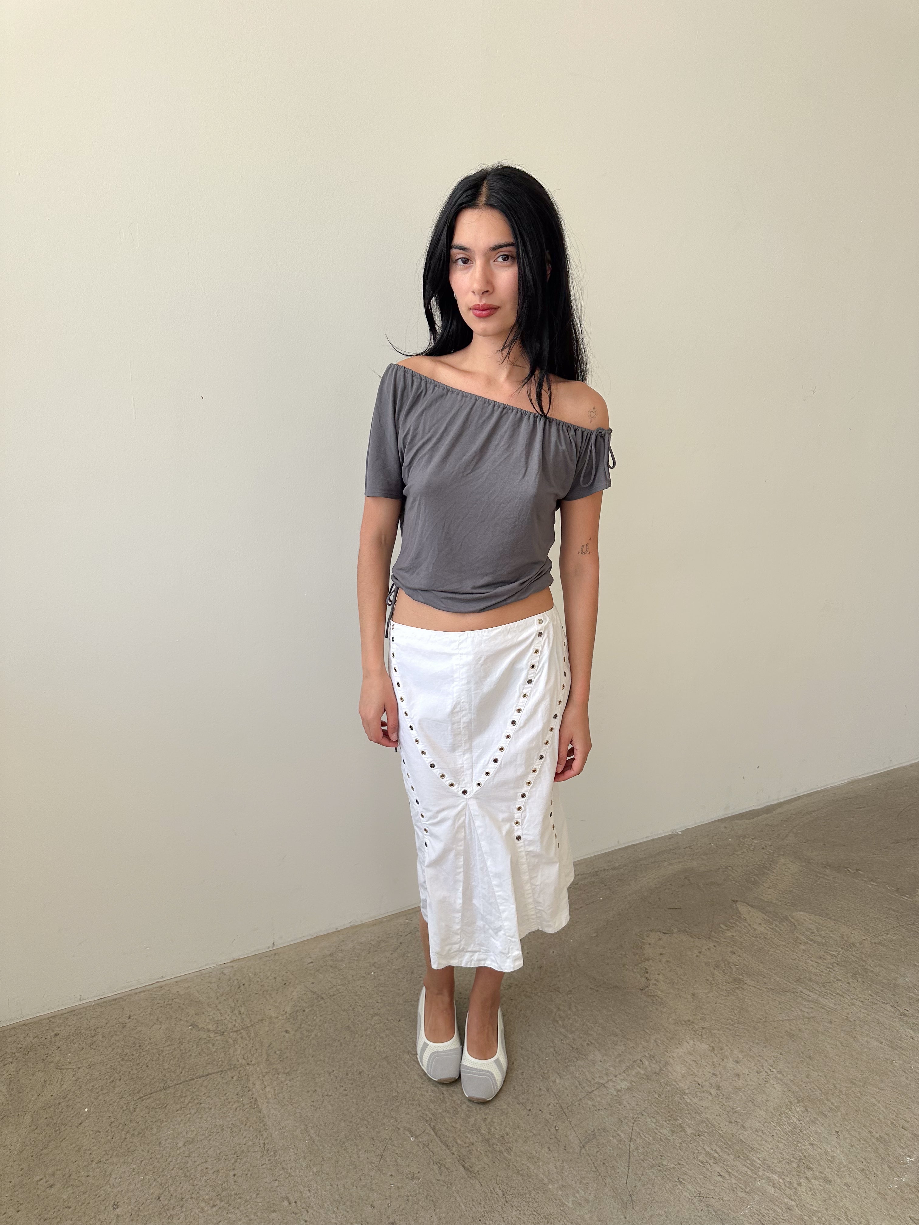versace eyelet stud skirt / size m