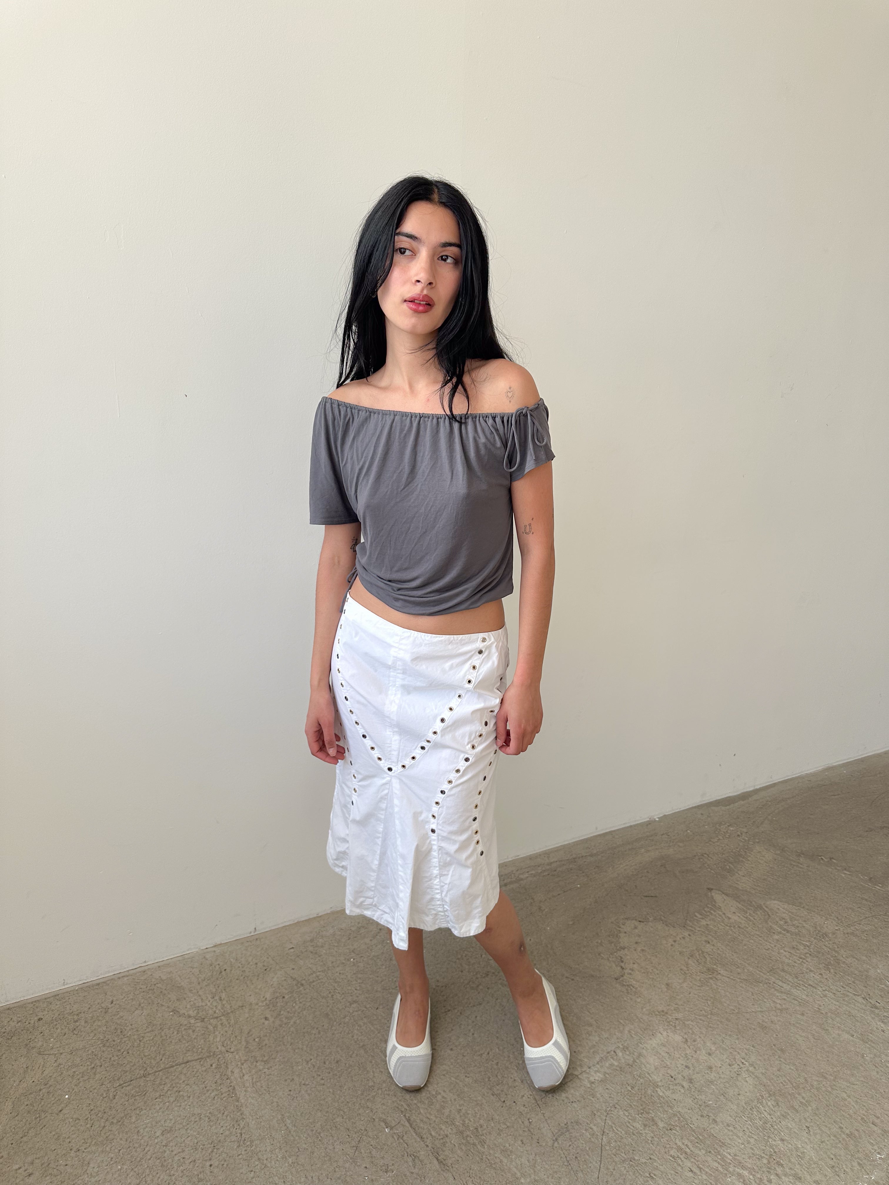 versace eyelet stud skirt / size m