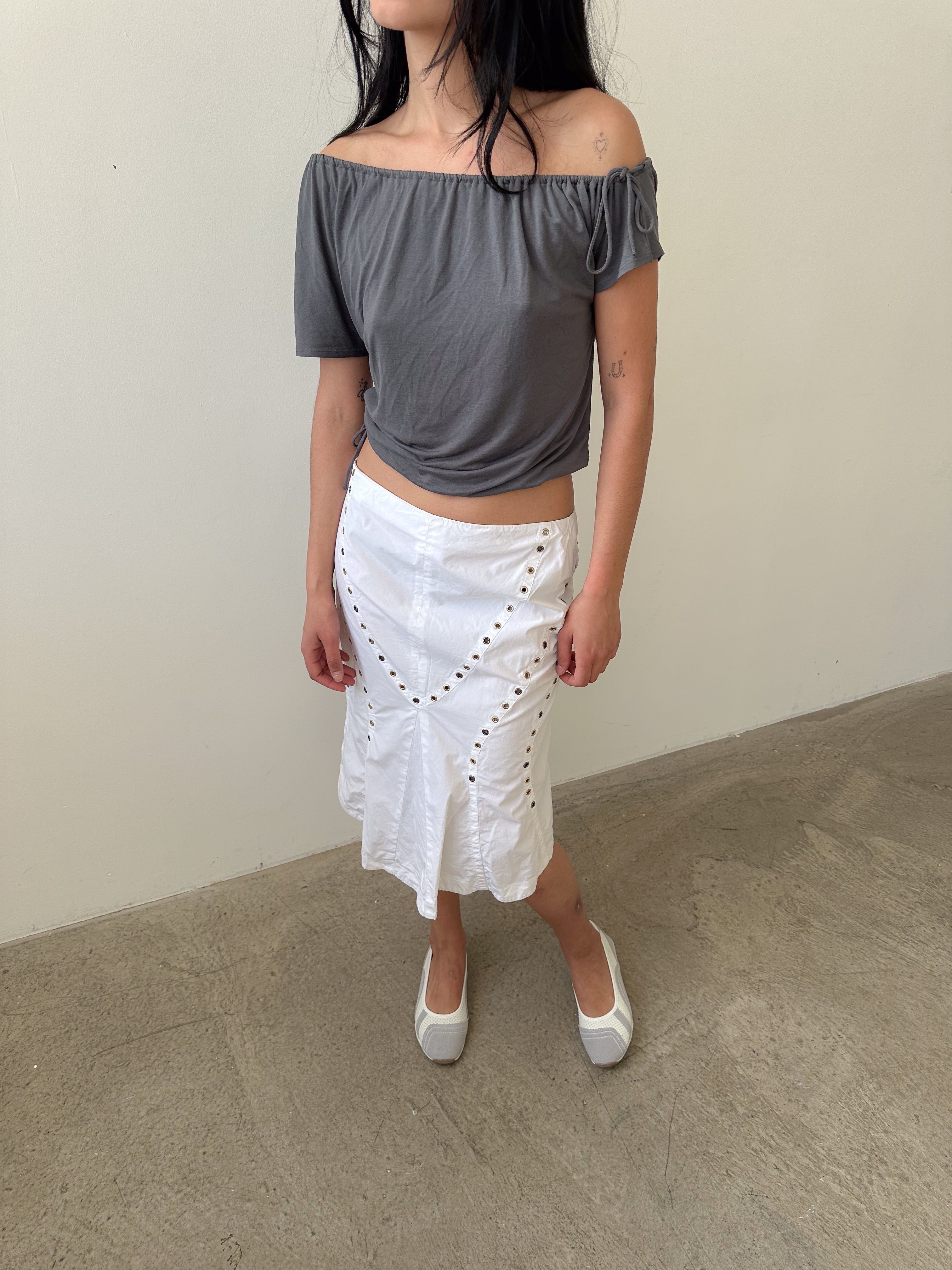 versace eyelet stud skirt / size m