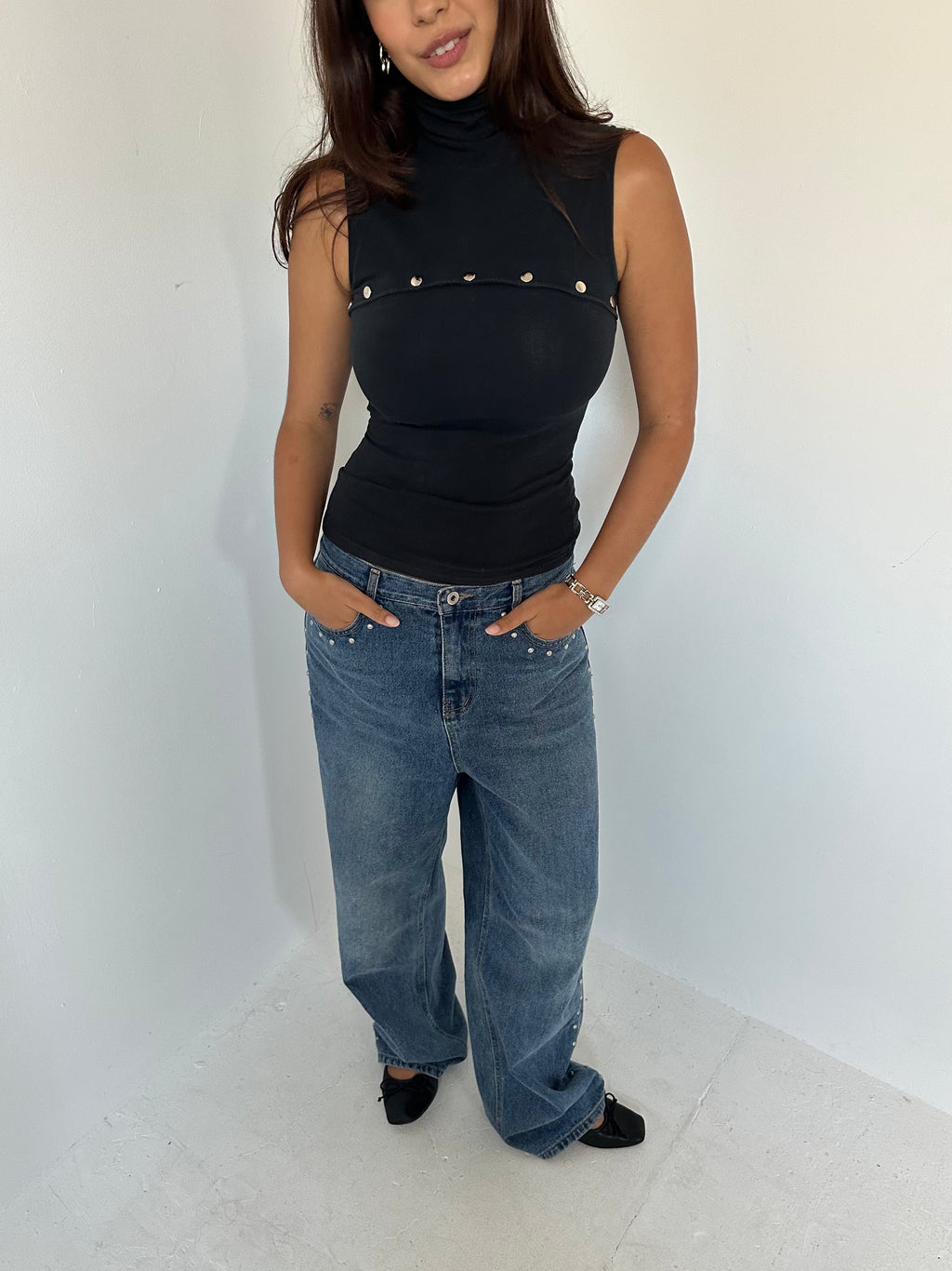 studded top — size xs/s