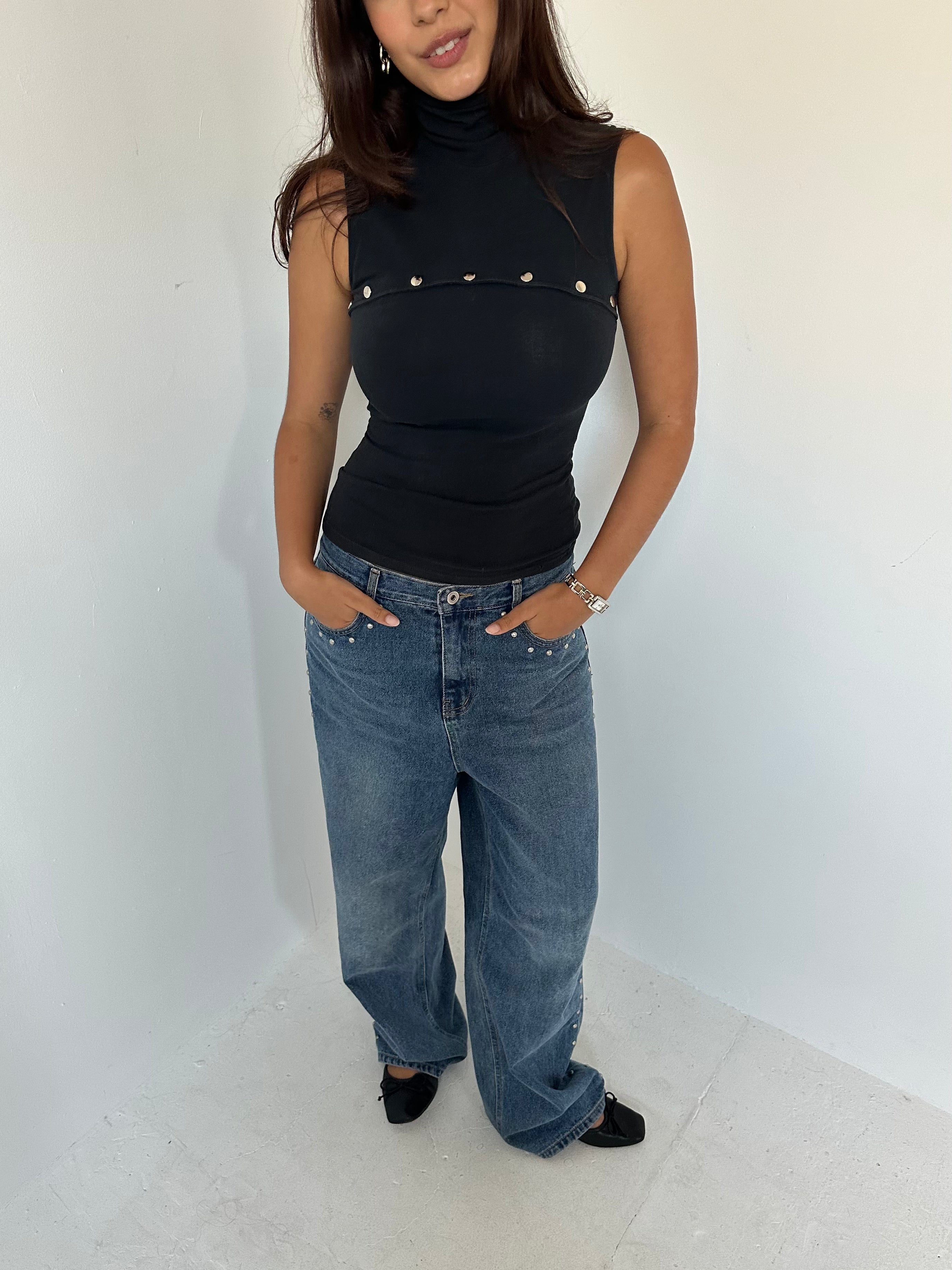 studded top — size xs/s