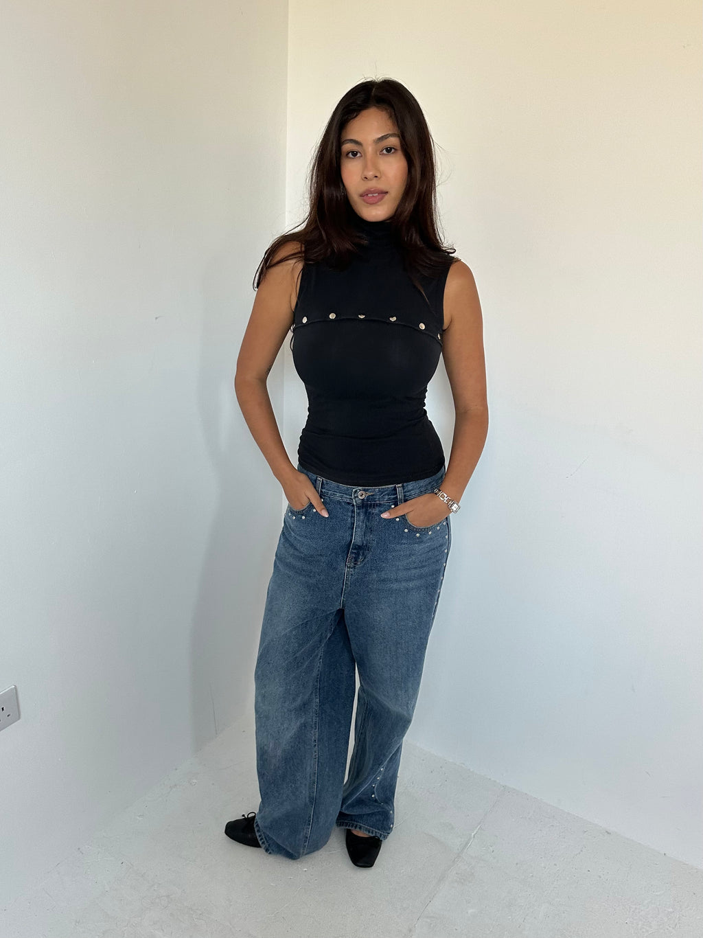 studded top — size xs/s