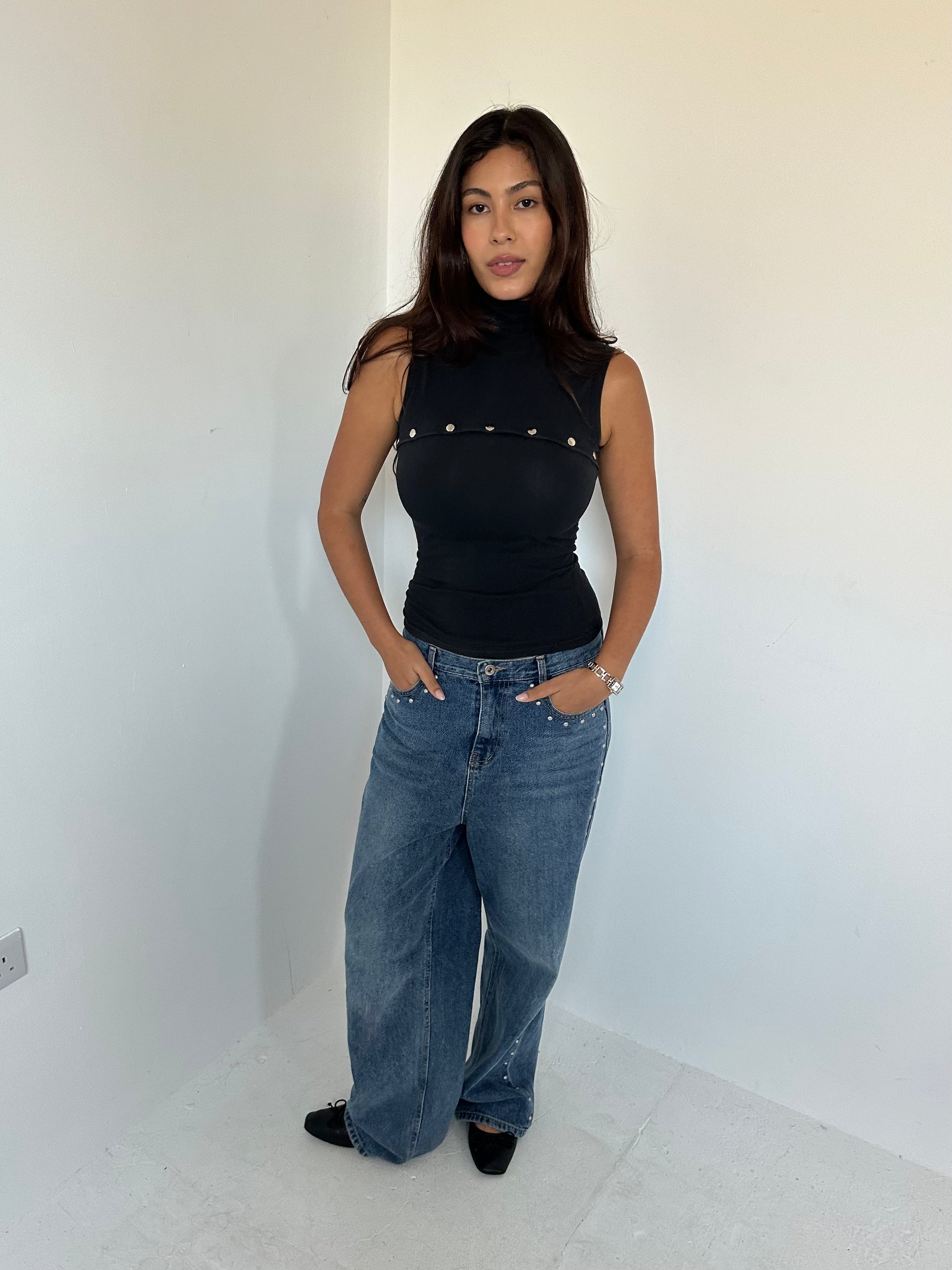 studded top — size xs/s