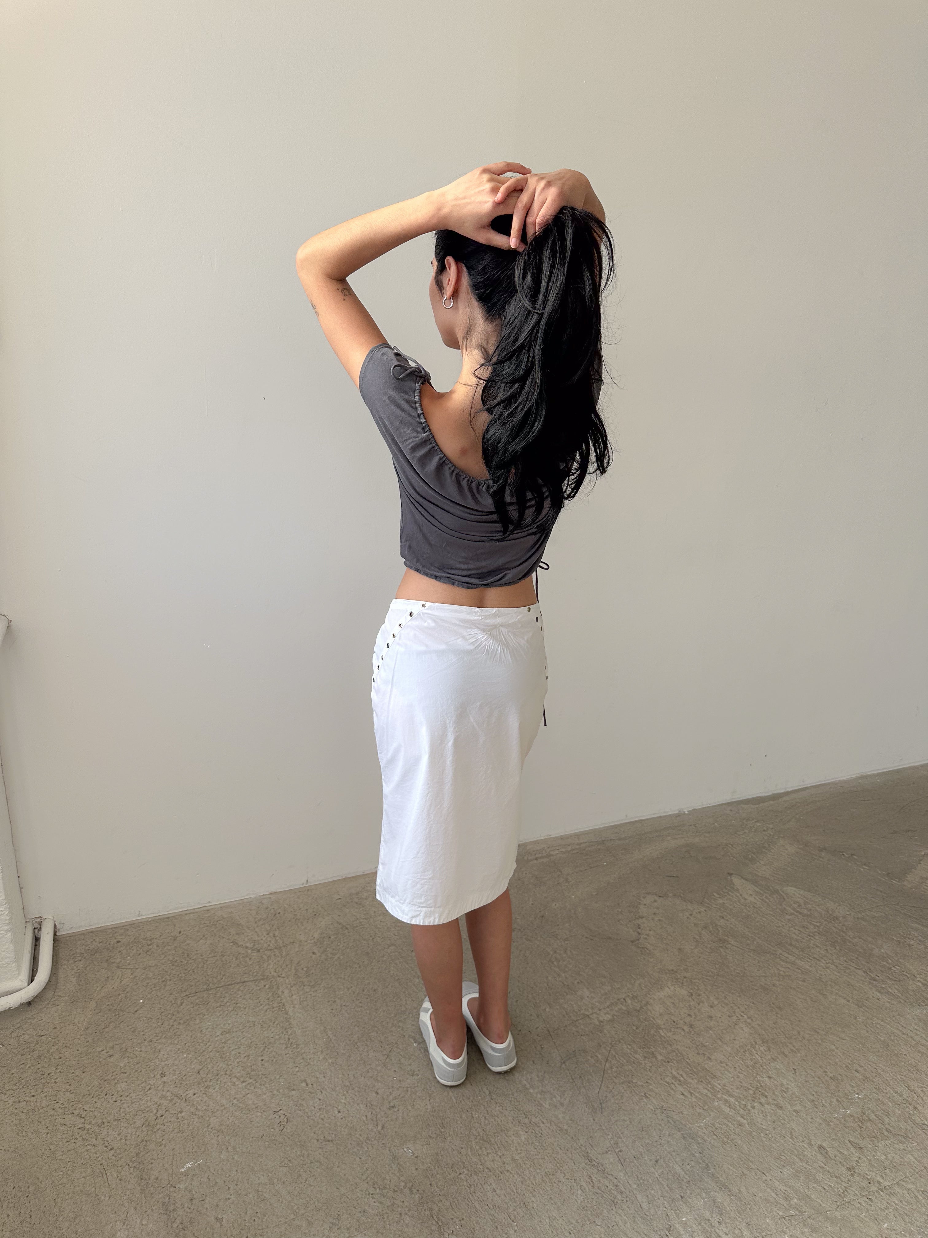 versace eyelet stud skirt / size m