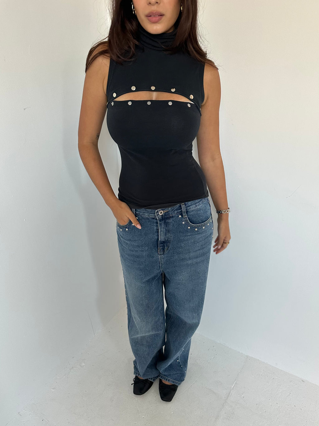 studded top — size xs/s