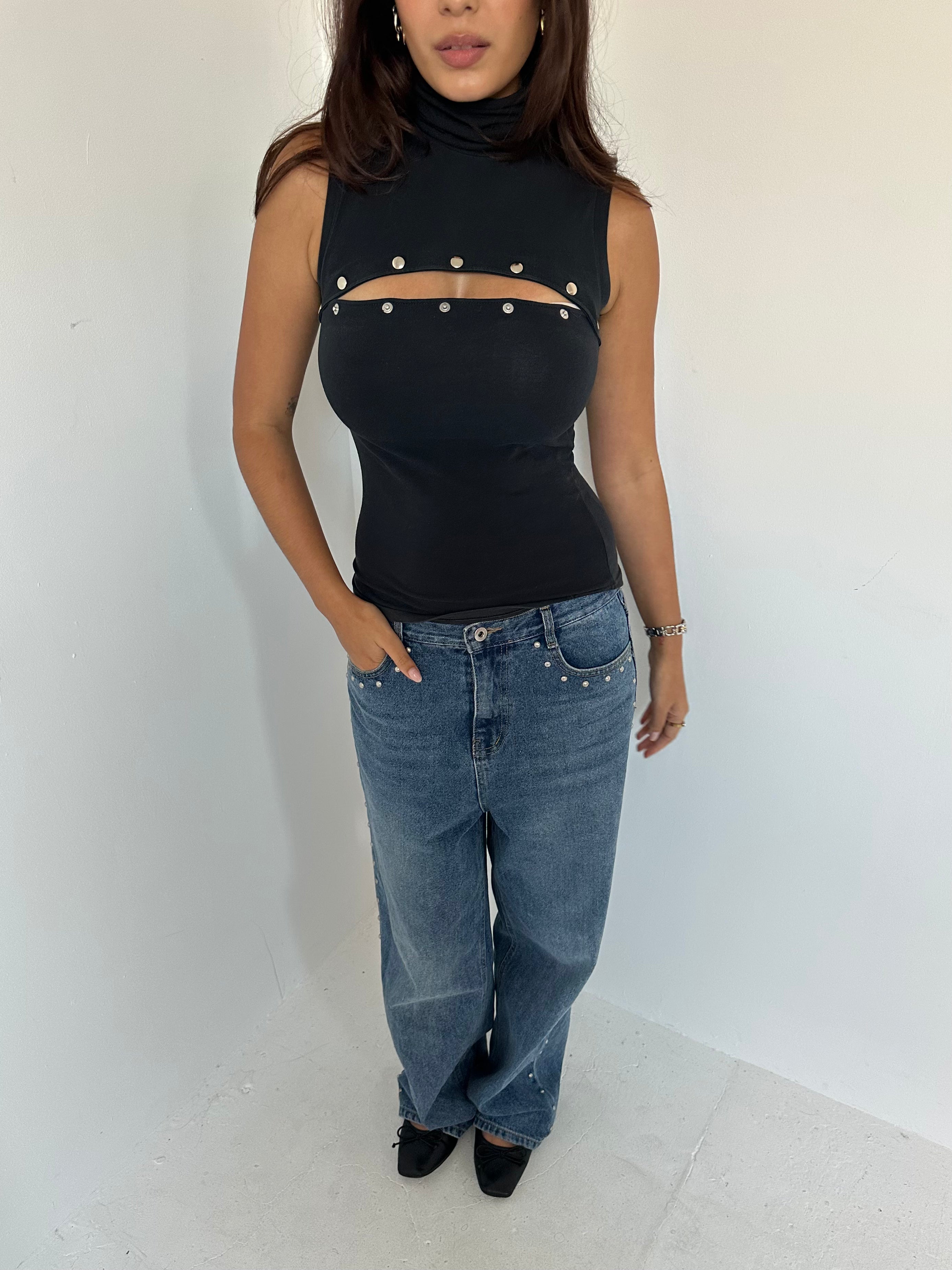 studded top — size xs/s