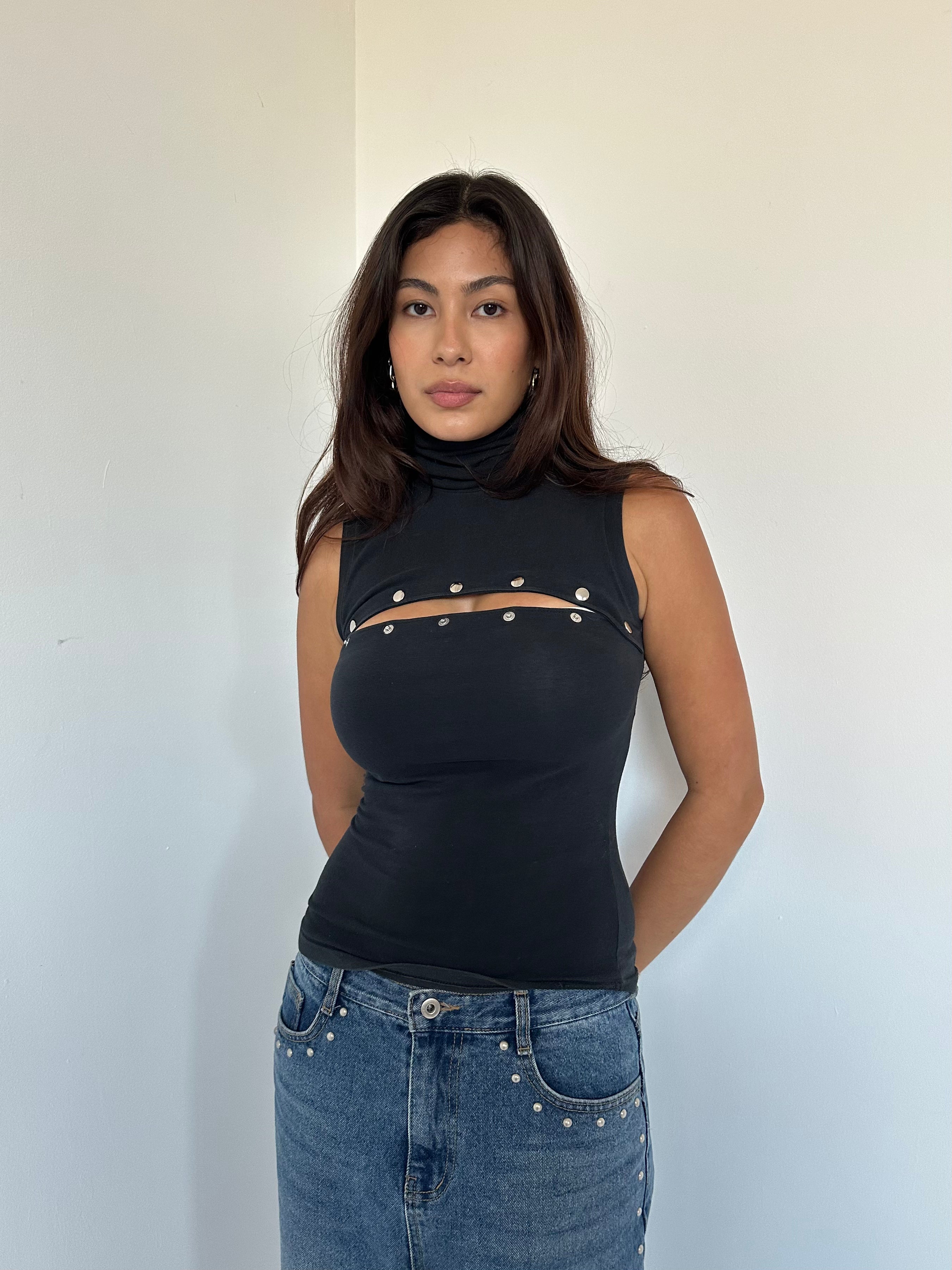 studded top — size xs/s