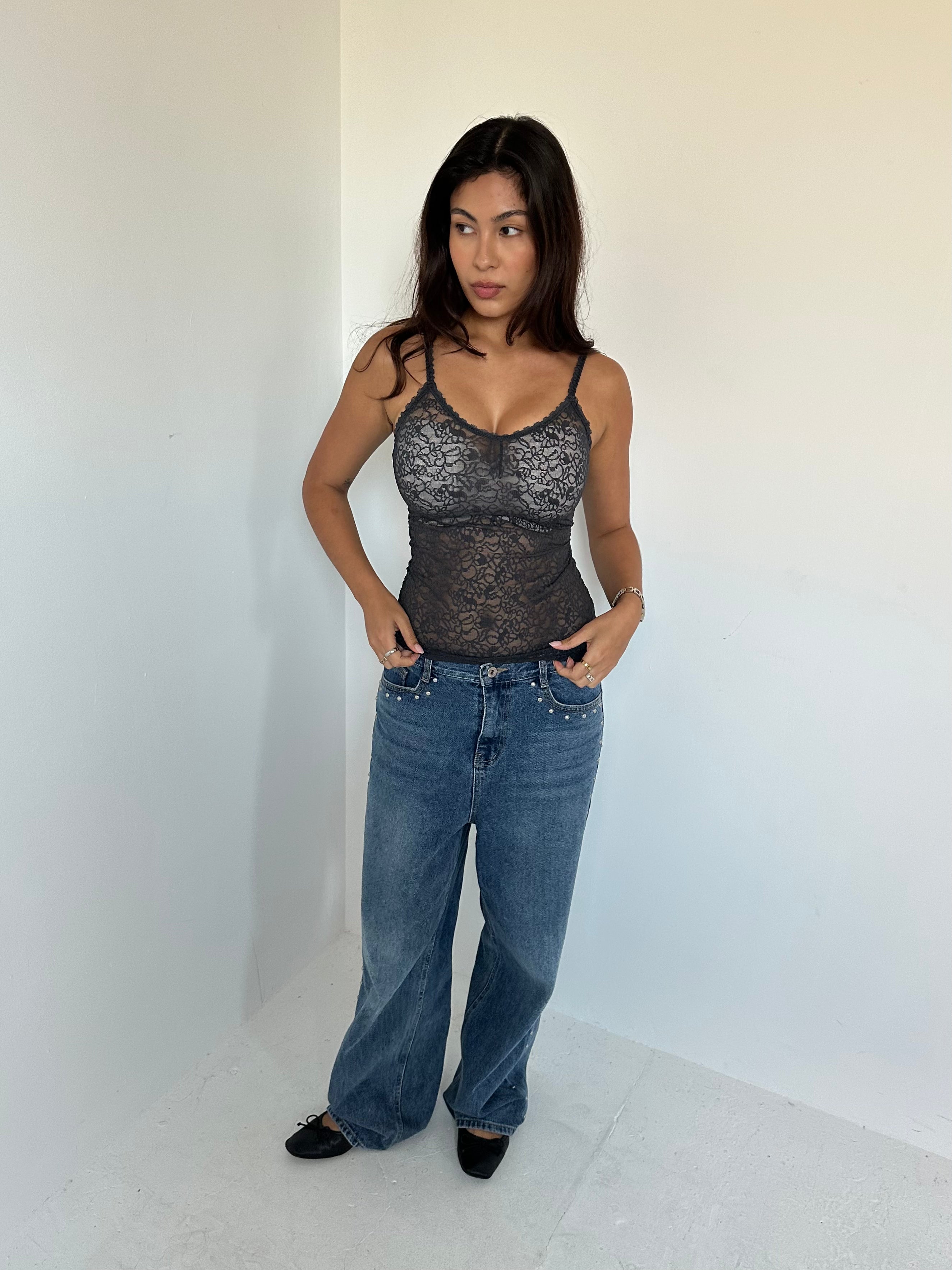 lace cami top — size xs/s