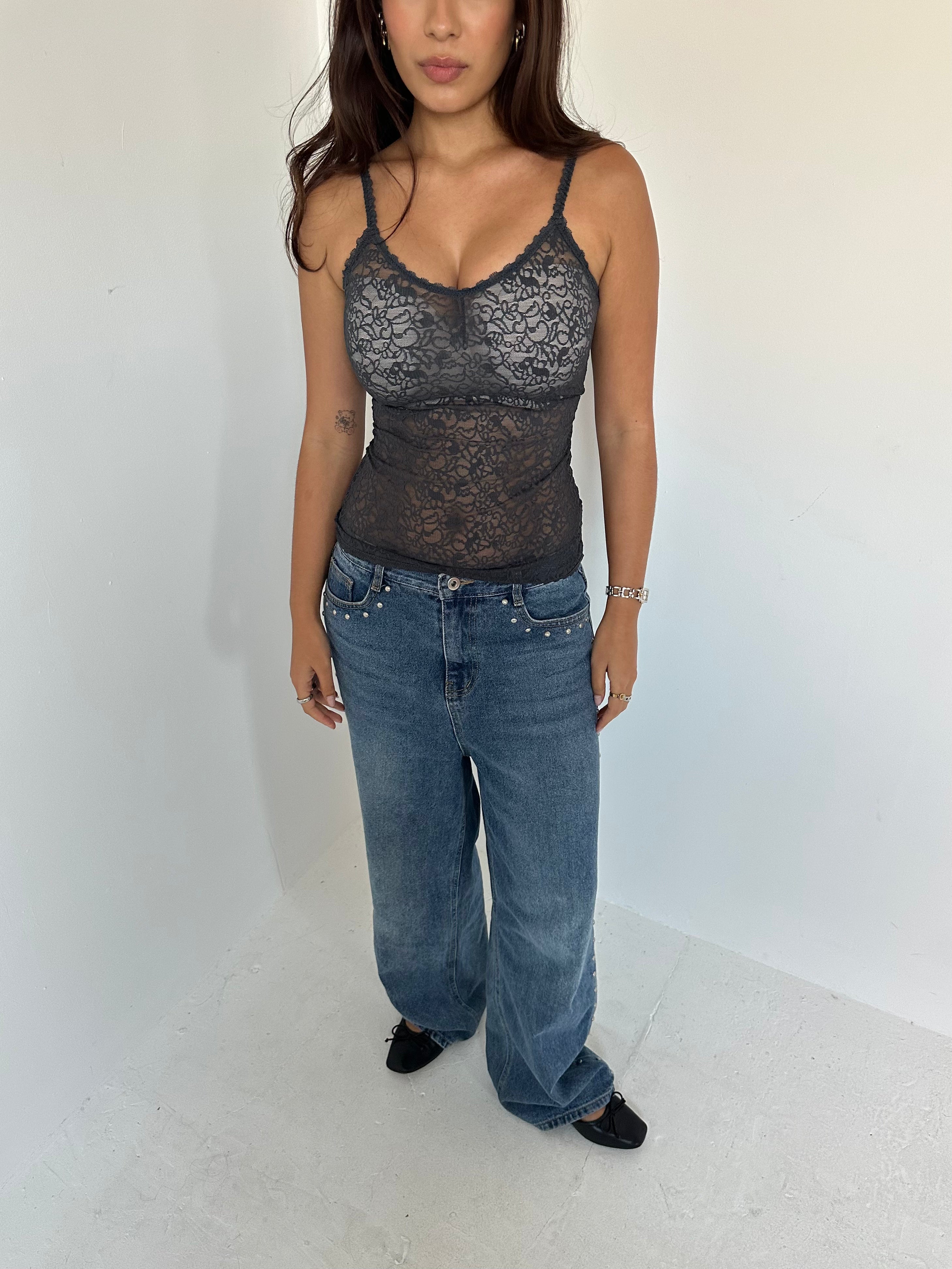 lace cami top — size xs/s