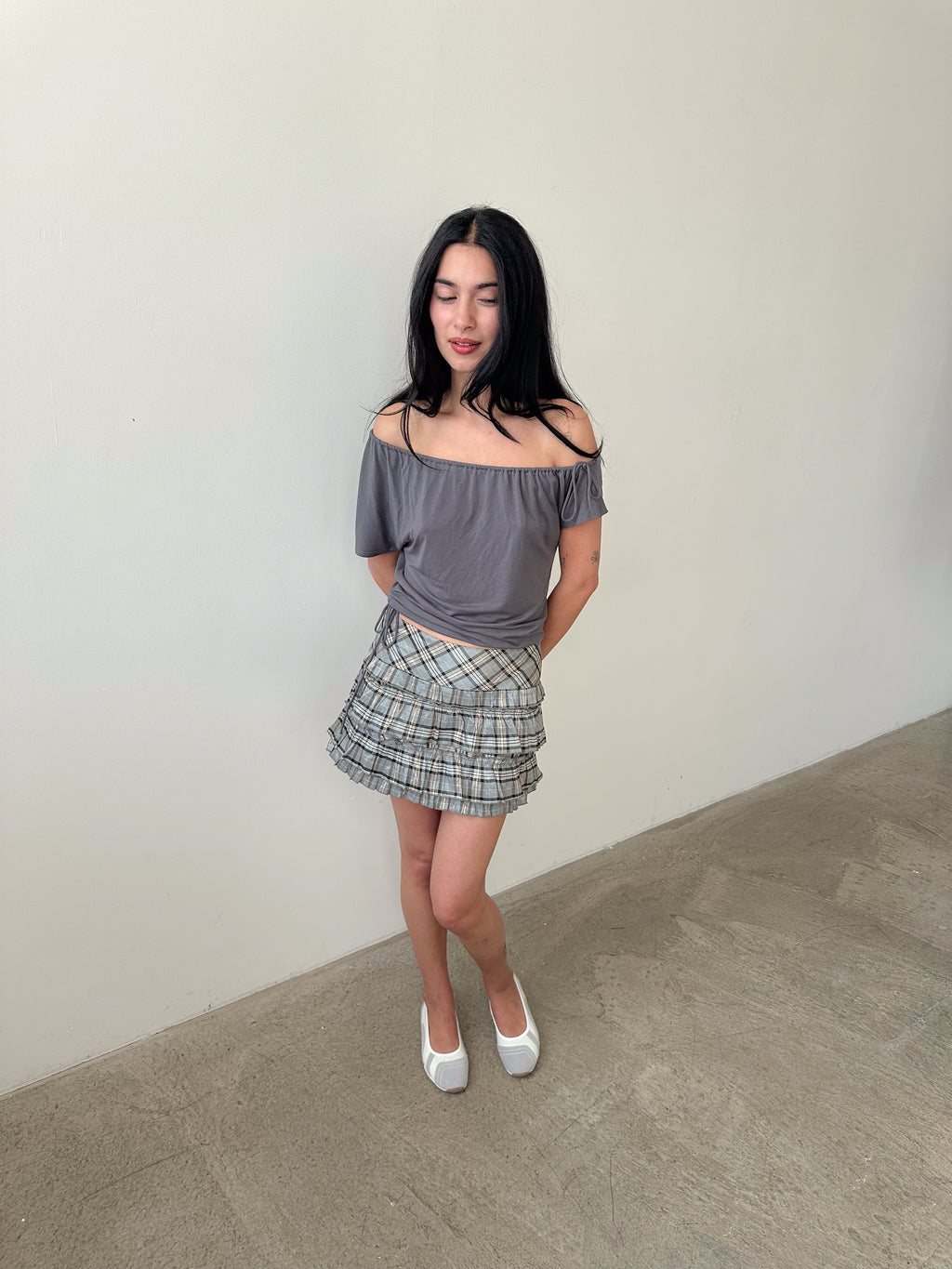 tartan mini skirt / size m